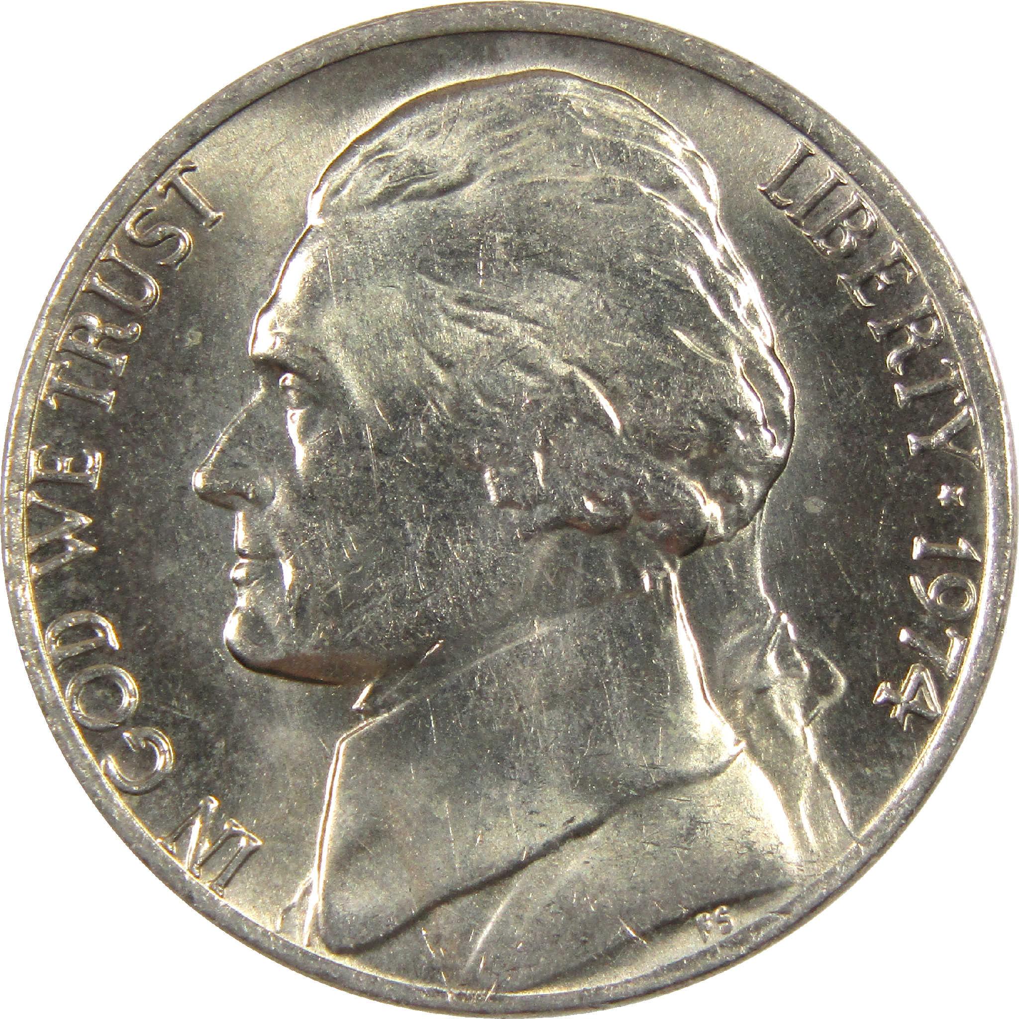 1974 Jefferson nickel collectible coin with profile portrait and inscriptions