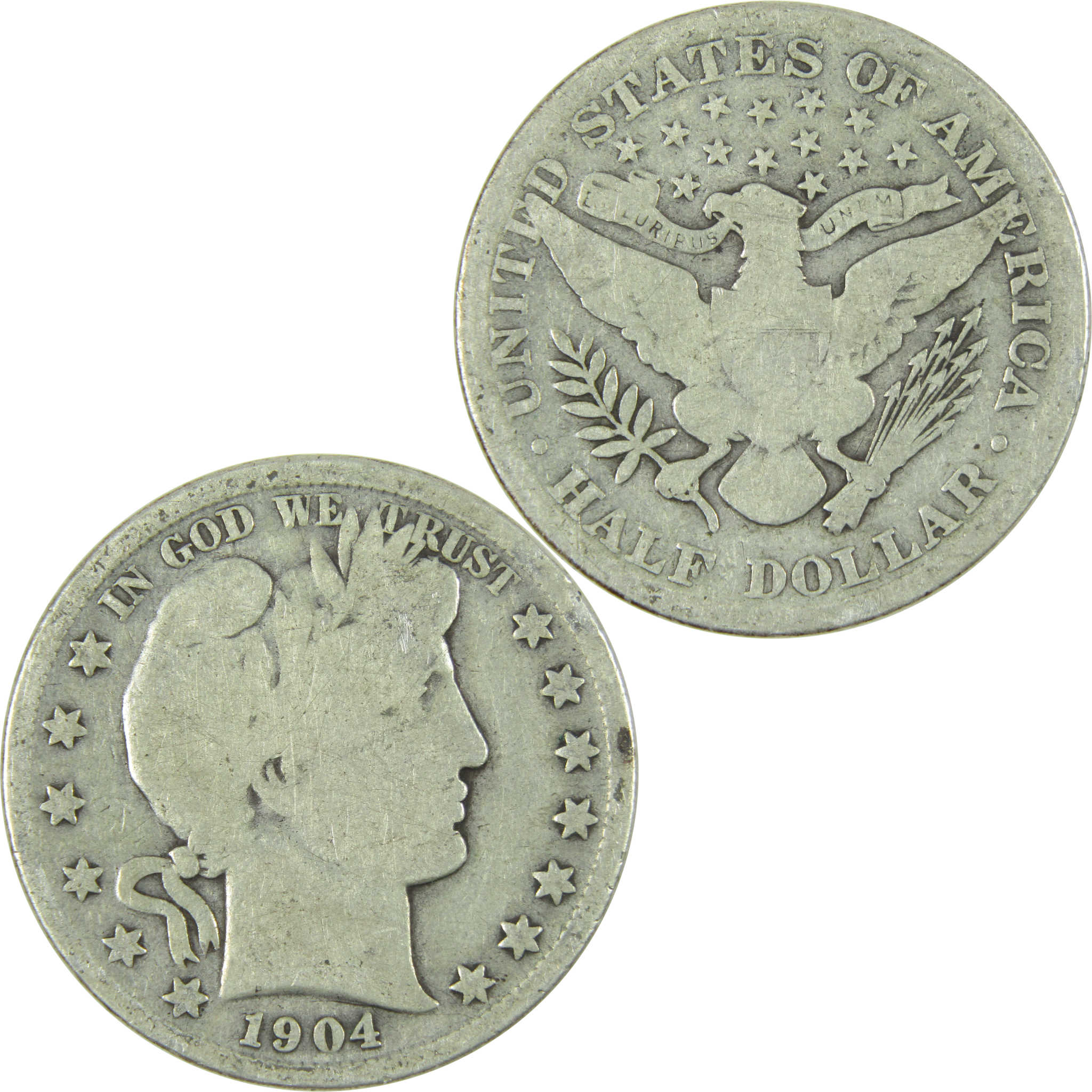 1904 Barber Half Dollar Circulated Silver 50c Coin Collectible