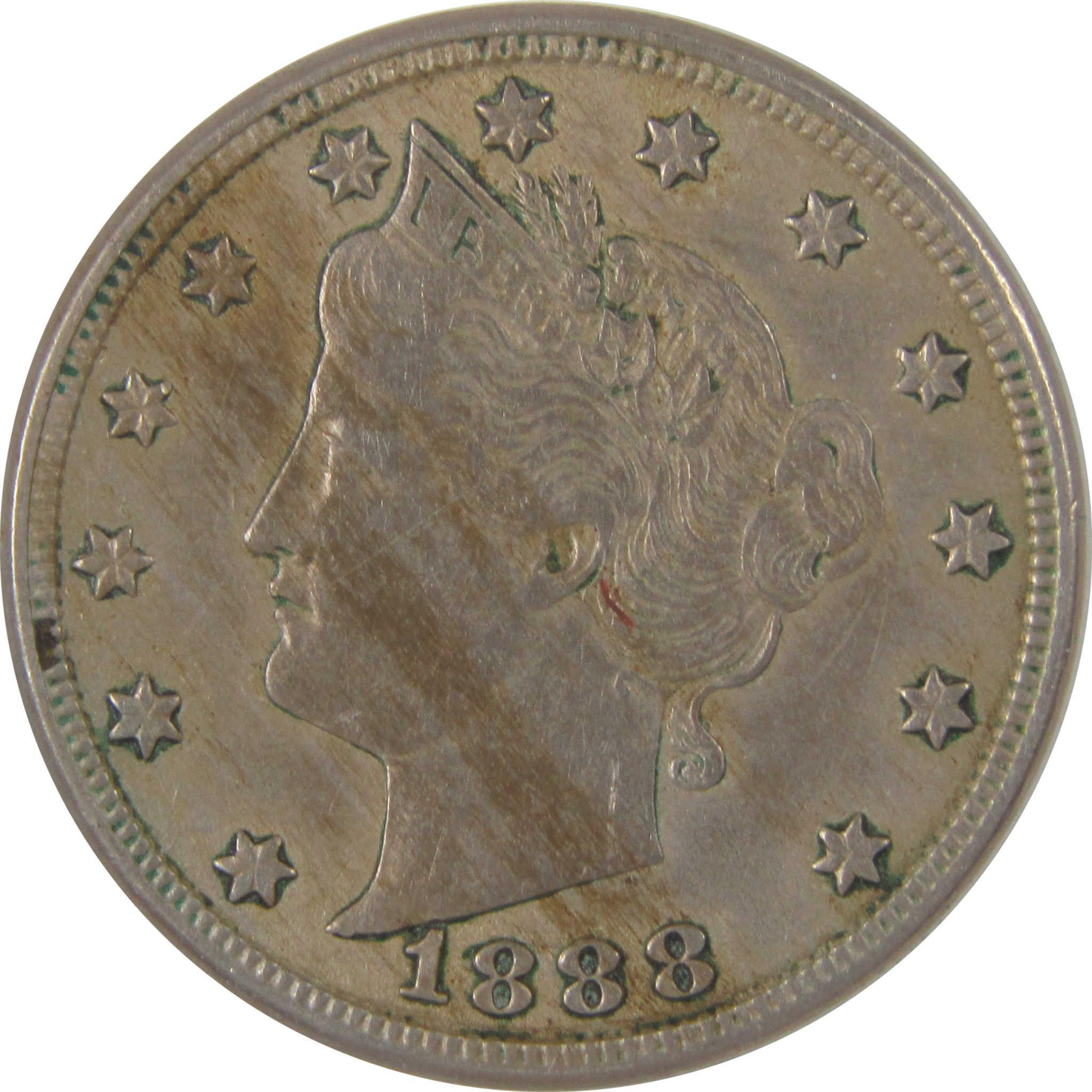 1888 Liberty Head V Nickel AU About Uncirculated 5c Coin SKU:I18852