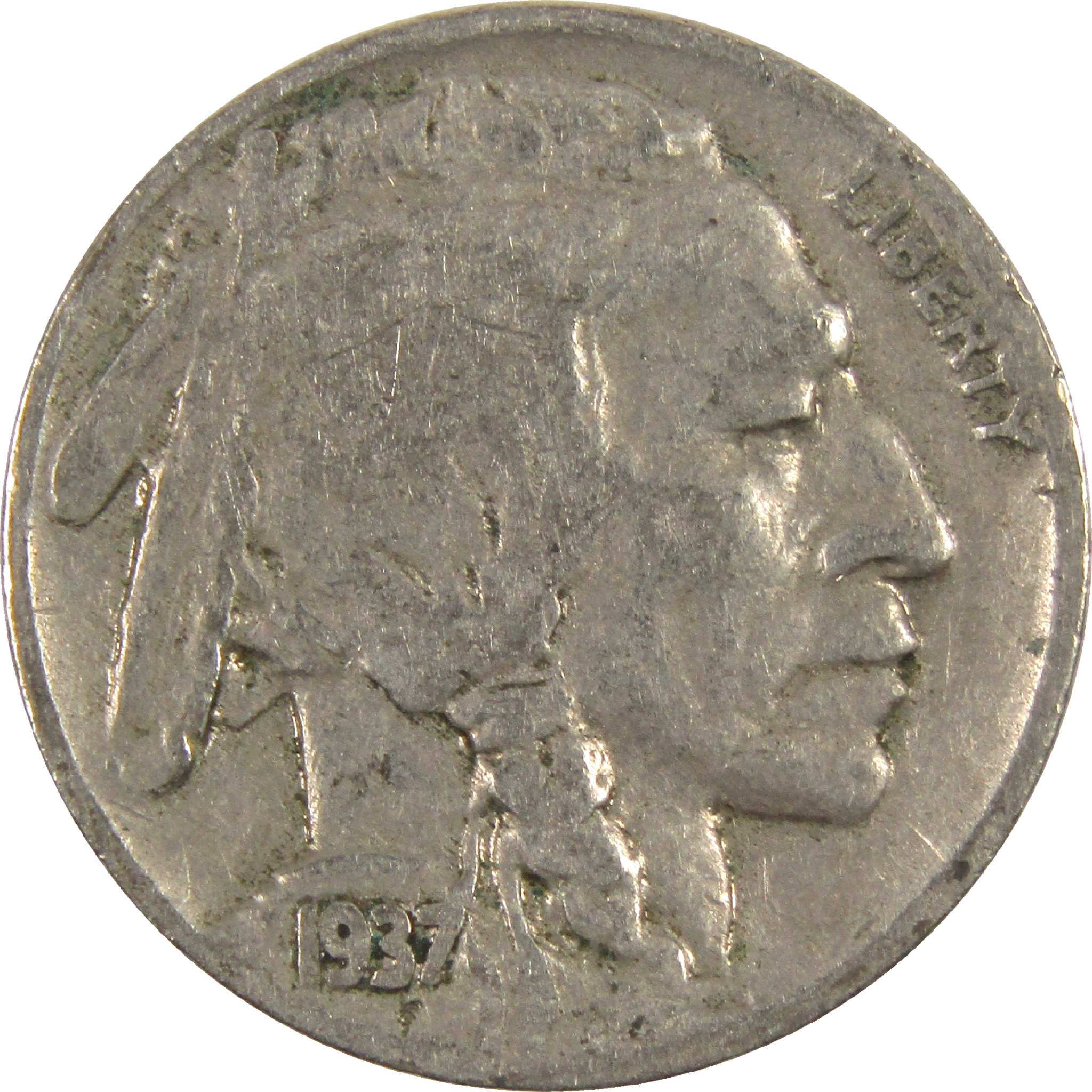 1937 D Indian Head Buffalo Nickel Circulated 5c Coin Collectible