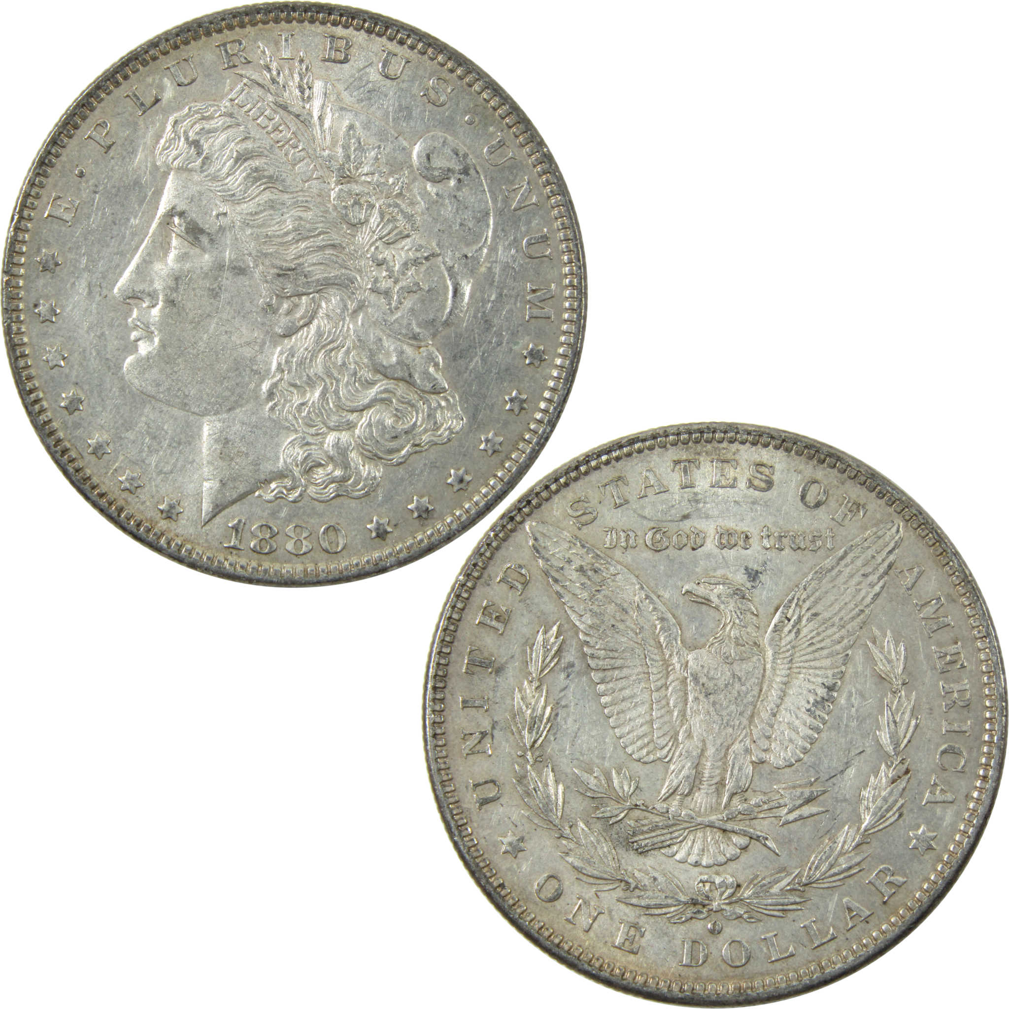 1880 O Morgan Dollar AU About Uncirculated Silver $1 Coin SKU:I14161 - Morgan coin - Morgan silver dollar - Morgan silver dollar for sale - Profile Coins & Collectibles