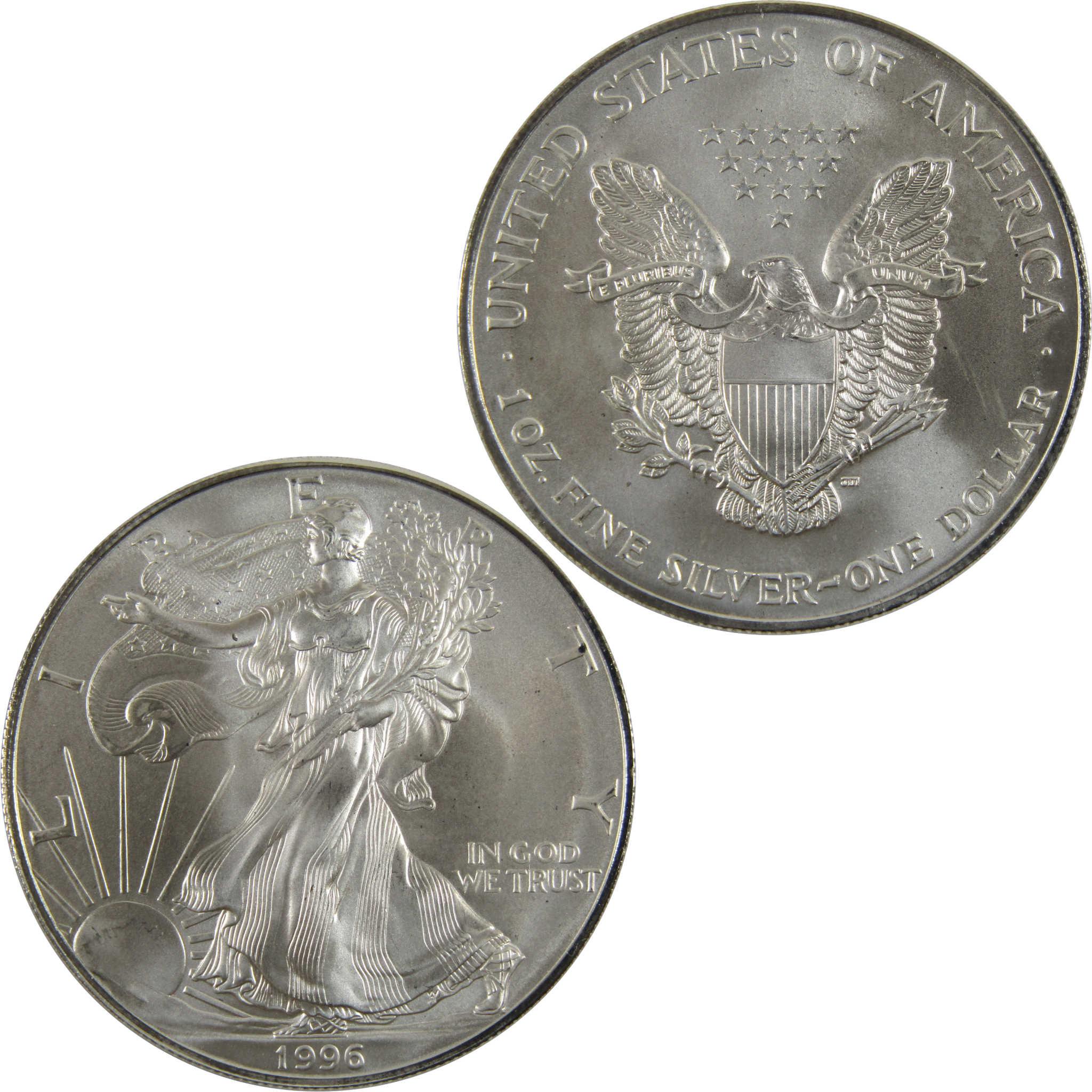 1996 American Eagle BU Uncirculated 1 oz .999 Silver Bullion $1 Coin