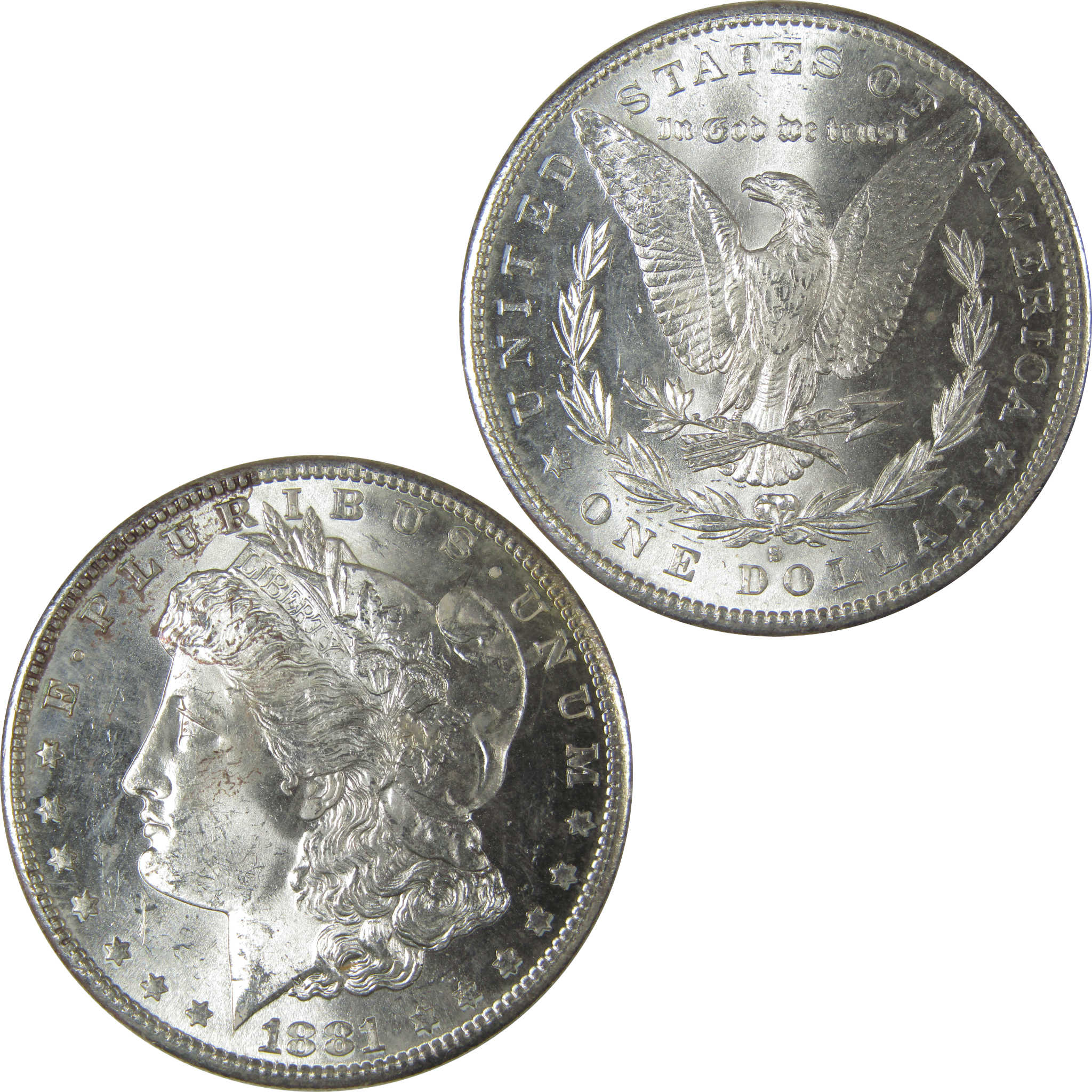 1881 S Morgan Dollar Uncirculated Silver $1 Coin SKU:CPC8961 - Morgan coin - Morgan silver dollar - Morgan silver dollar for sale - Profile Coins & Collectibles