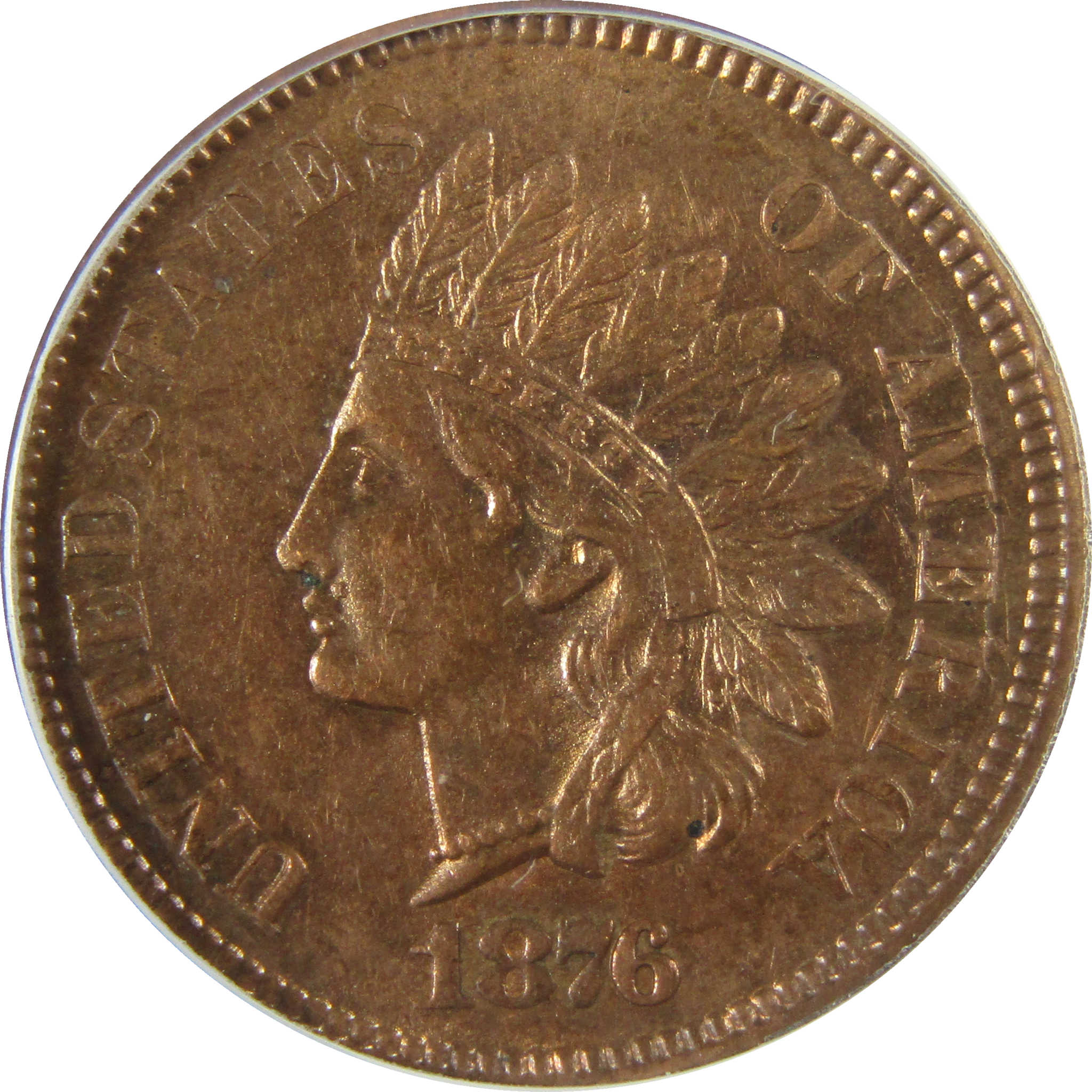 1876 Indian Head Cent AU 58 Details ANACS Penny 1c Coin SKU:I28057