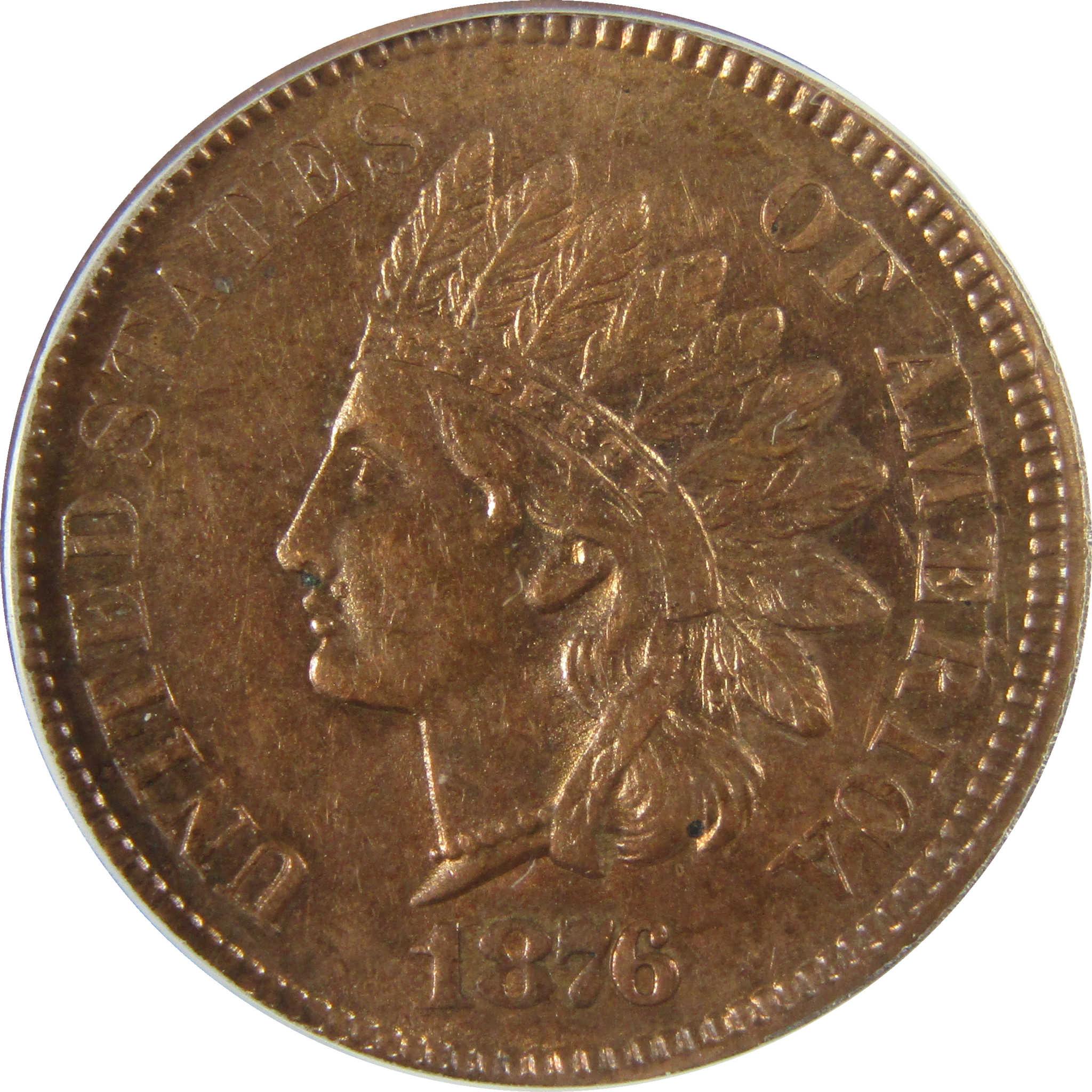1876 Indian Head Cent AU 58 Details ANACS Penny 1c Coin SKU:I28057