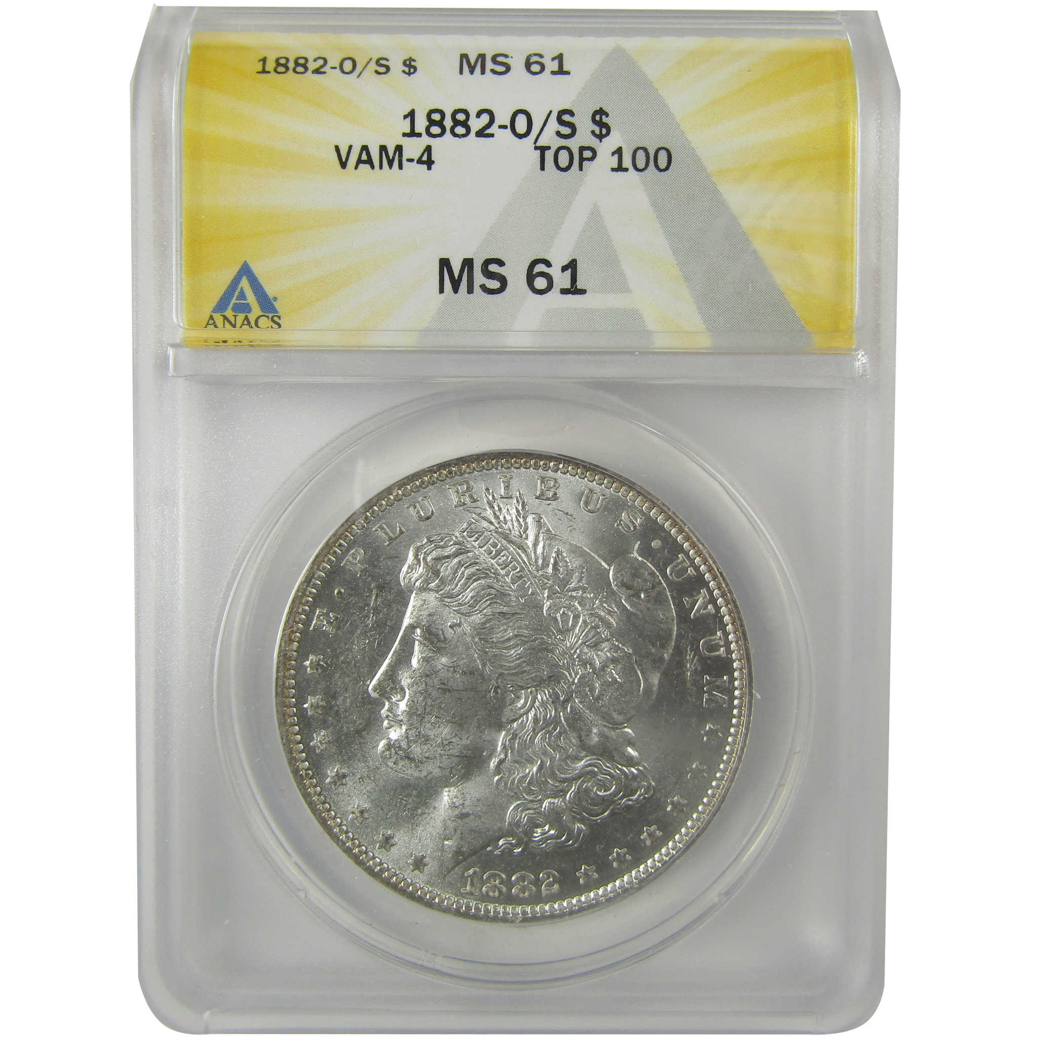 1882 O/S VAM-4 Recessed Top 100 Morgan Dollar MS 61 ANACS SKU:I21934 - Morgan coin - Morgan silver dollar - Morgan silver dollar for sale - Profile Coins & Collectibles
