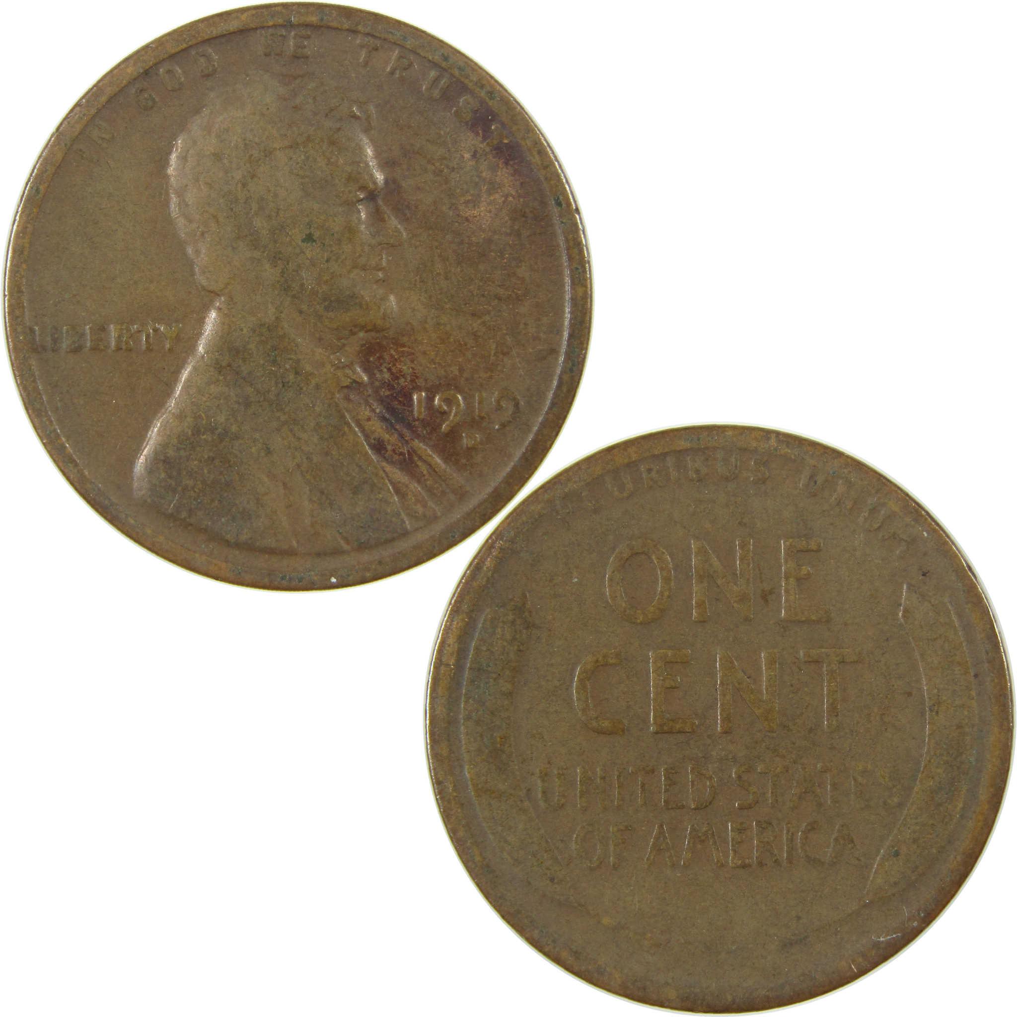1919 D Lincoln Wheat Cent G Good Penny 1c Coin Collectible SKU:I27174