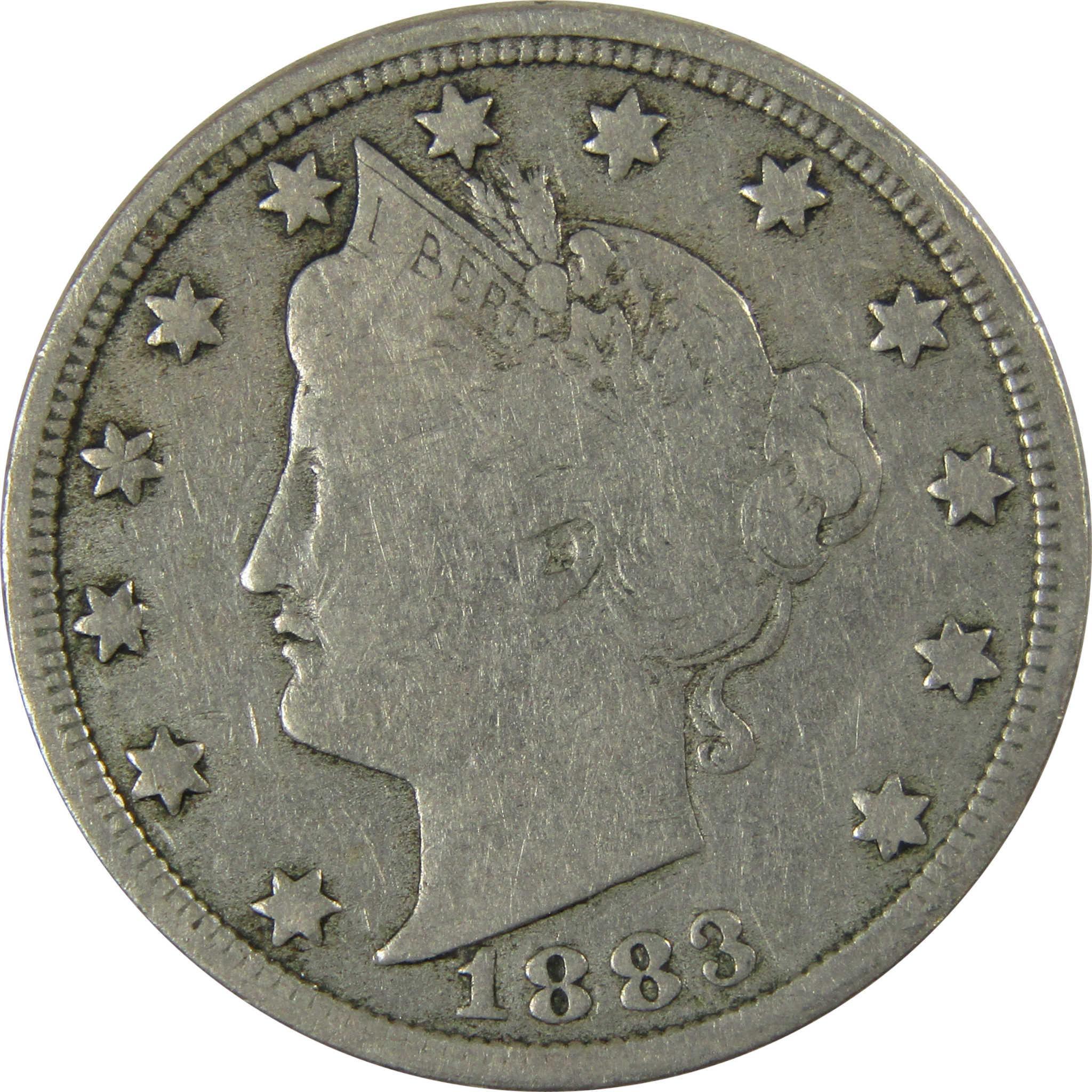 1883 No Cents Liberty Head V Nickel VG Very Good 5c Coin SKU:I26495