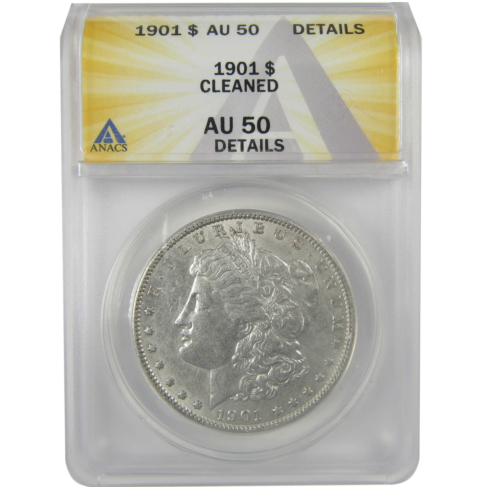 1901 Morgan Dollar AU 50 Details ANACS Silver $1 Coin SKU:I21278 - Morgan coin - Morgan silver dollar - Morgan silver dollar for sale - Profile Coins & Collectibles