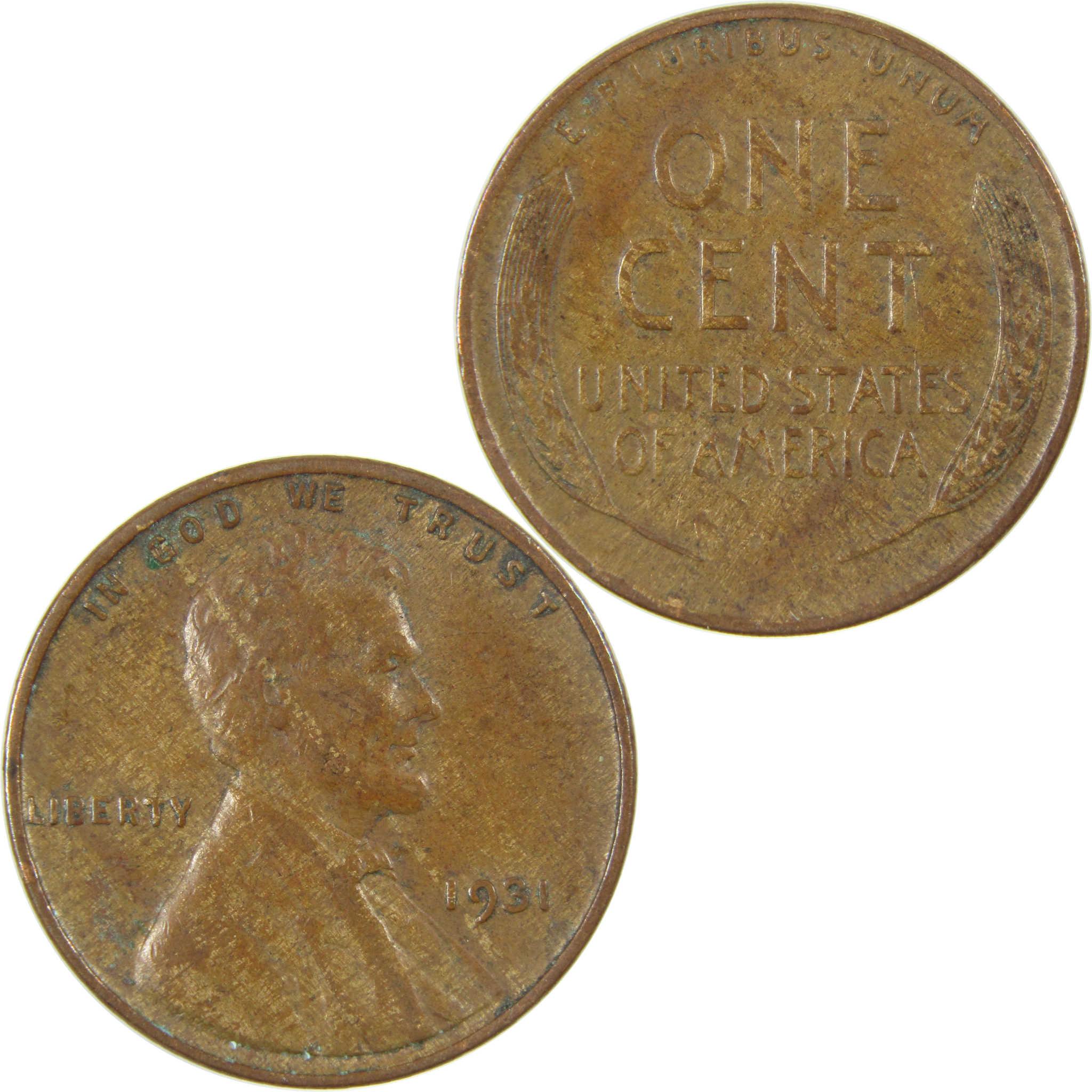 1931 Lincoln Wheat Cent VF Very Fine Penny 1c Coin SKU:I27298