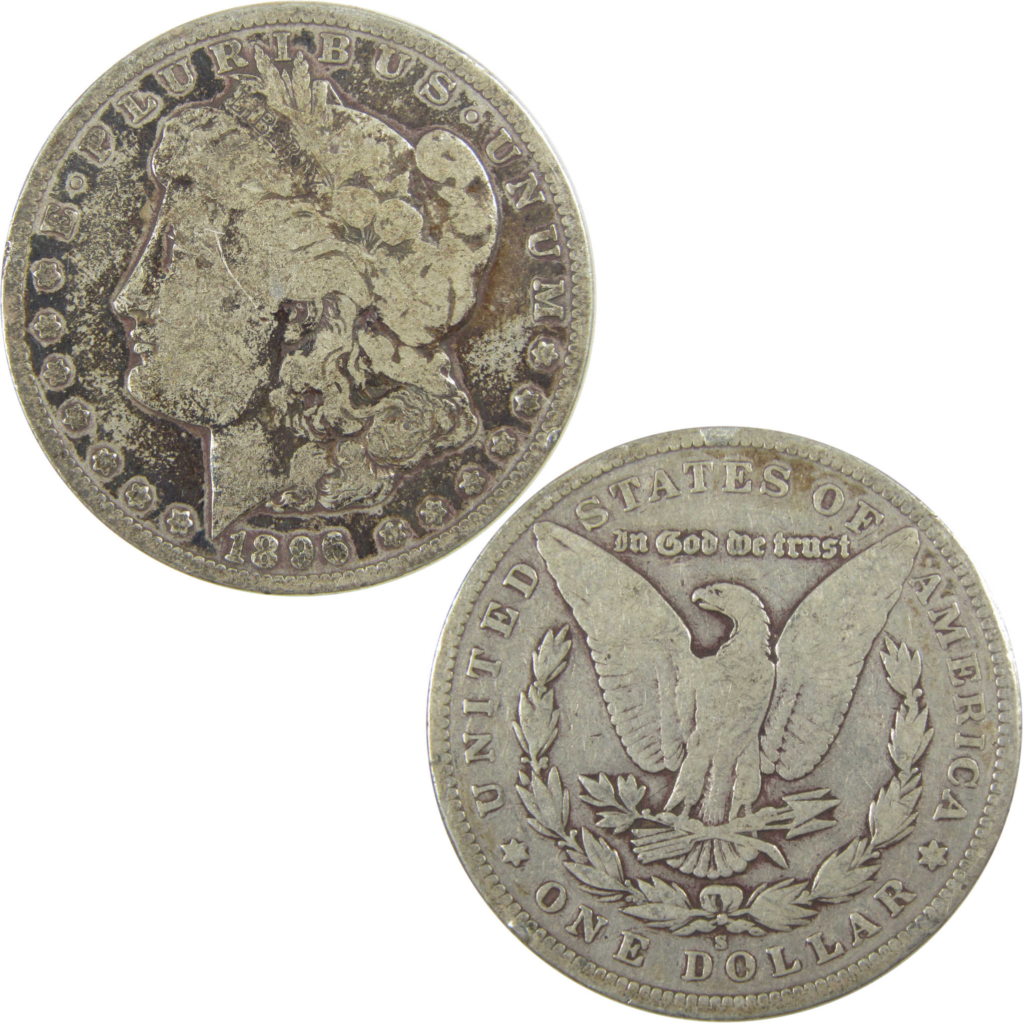 1896 S Morgan Dollar VG Very Good Details Silver $1 Coin SKU:I20962 - Morgan coin - Morgan silver dollar - Morgan silver dollar for sale - Profile Coins & Collectibles