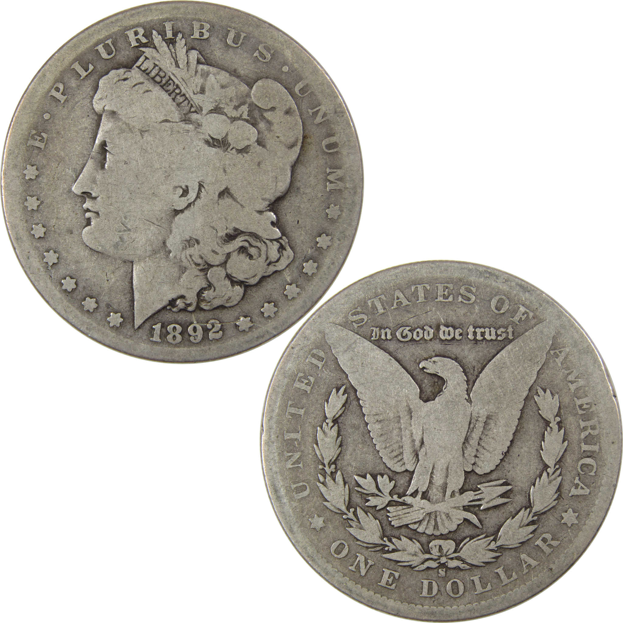 1892 S Morgan Dollar G Good Silver $1 Coin Collectible SKU:I23457