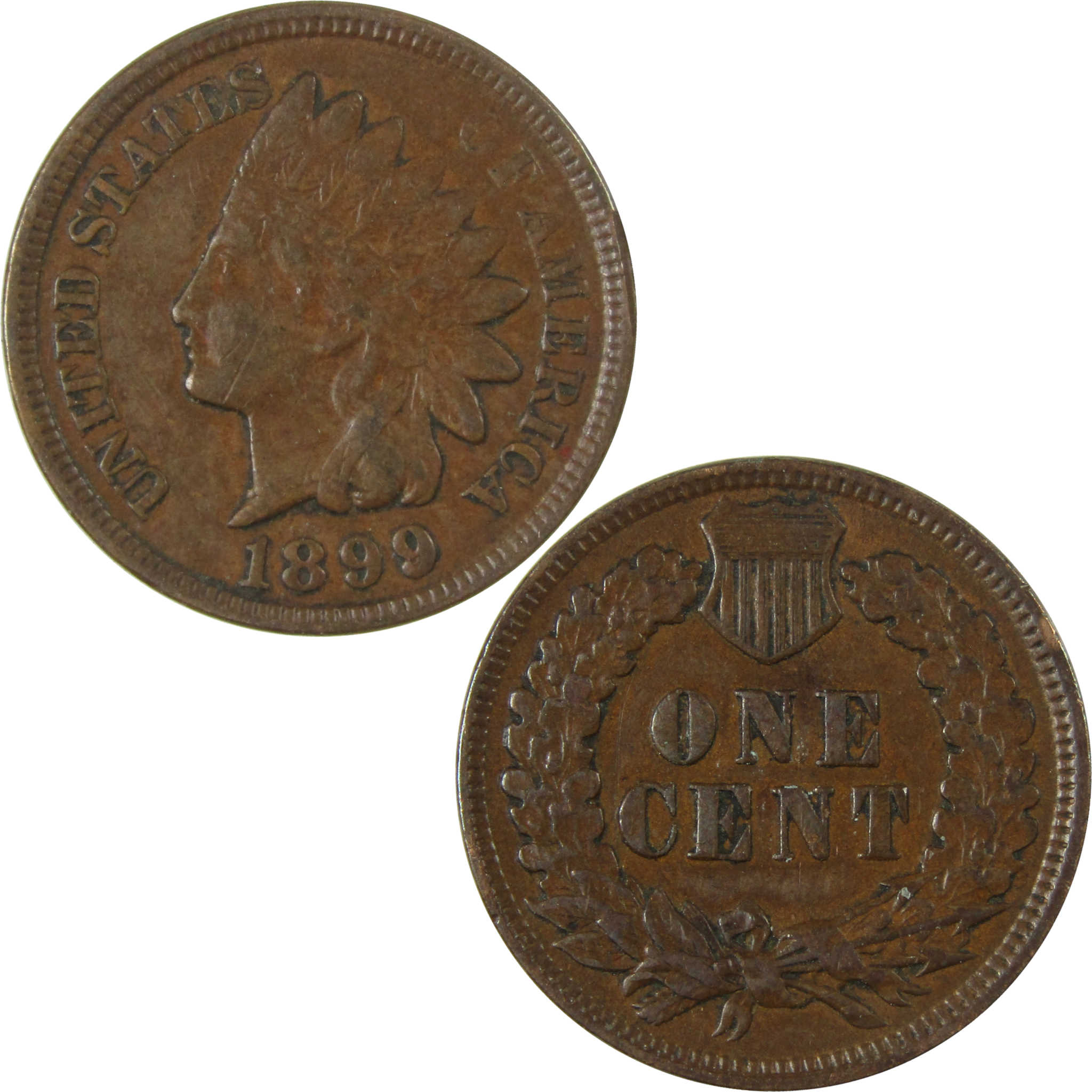 1899 Indian Head Cent VF Very Fine Penny 1c Coin SKU:I26987