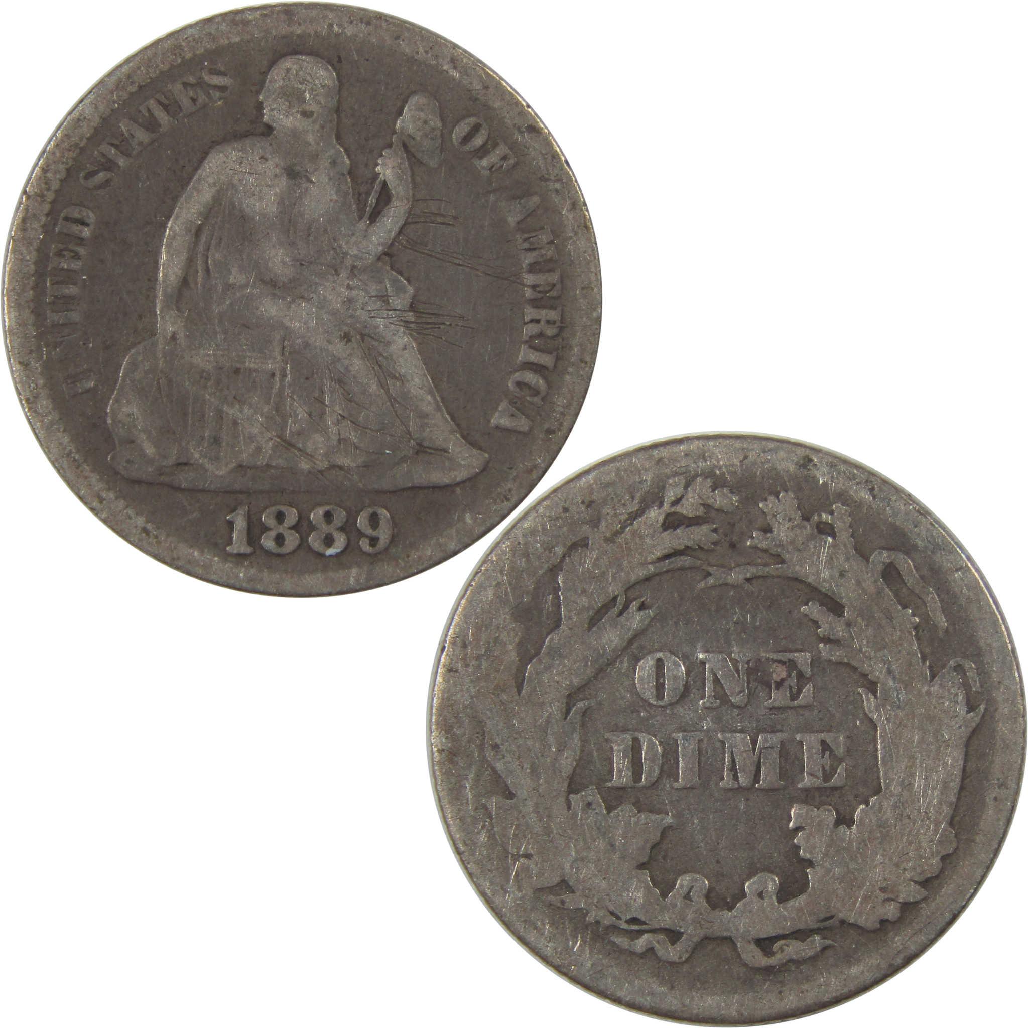 1889 Seated Liberty Silver Dime VG Very Good Details SKU:I24061