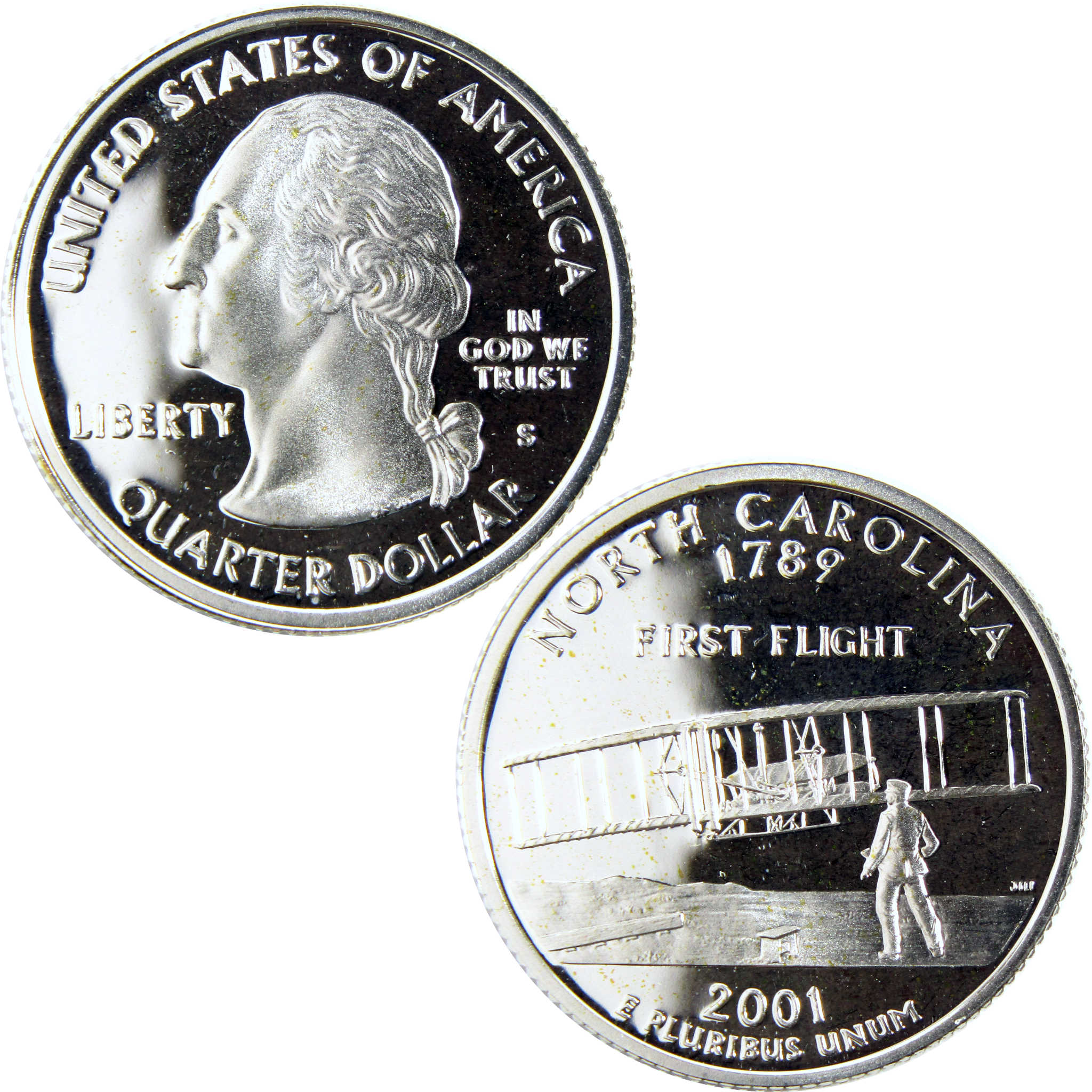 2001 S North Carolina State Quarter Silver Proof 25c Coin