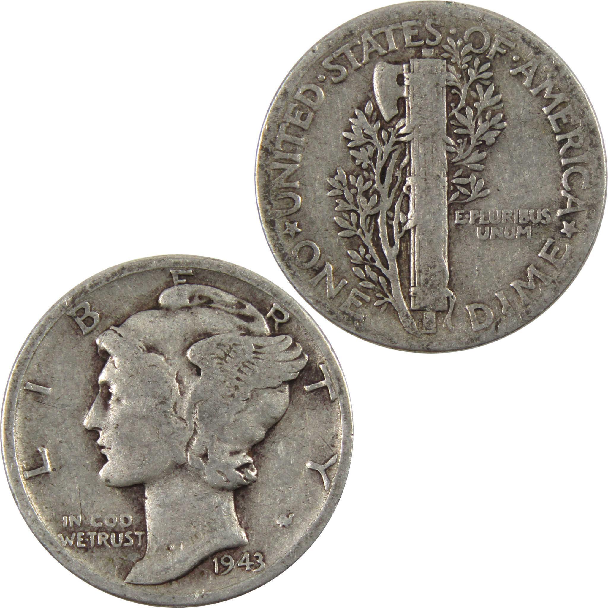 1943 Mercury Dime AG About Good 90% Silver 10c Coin