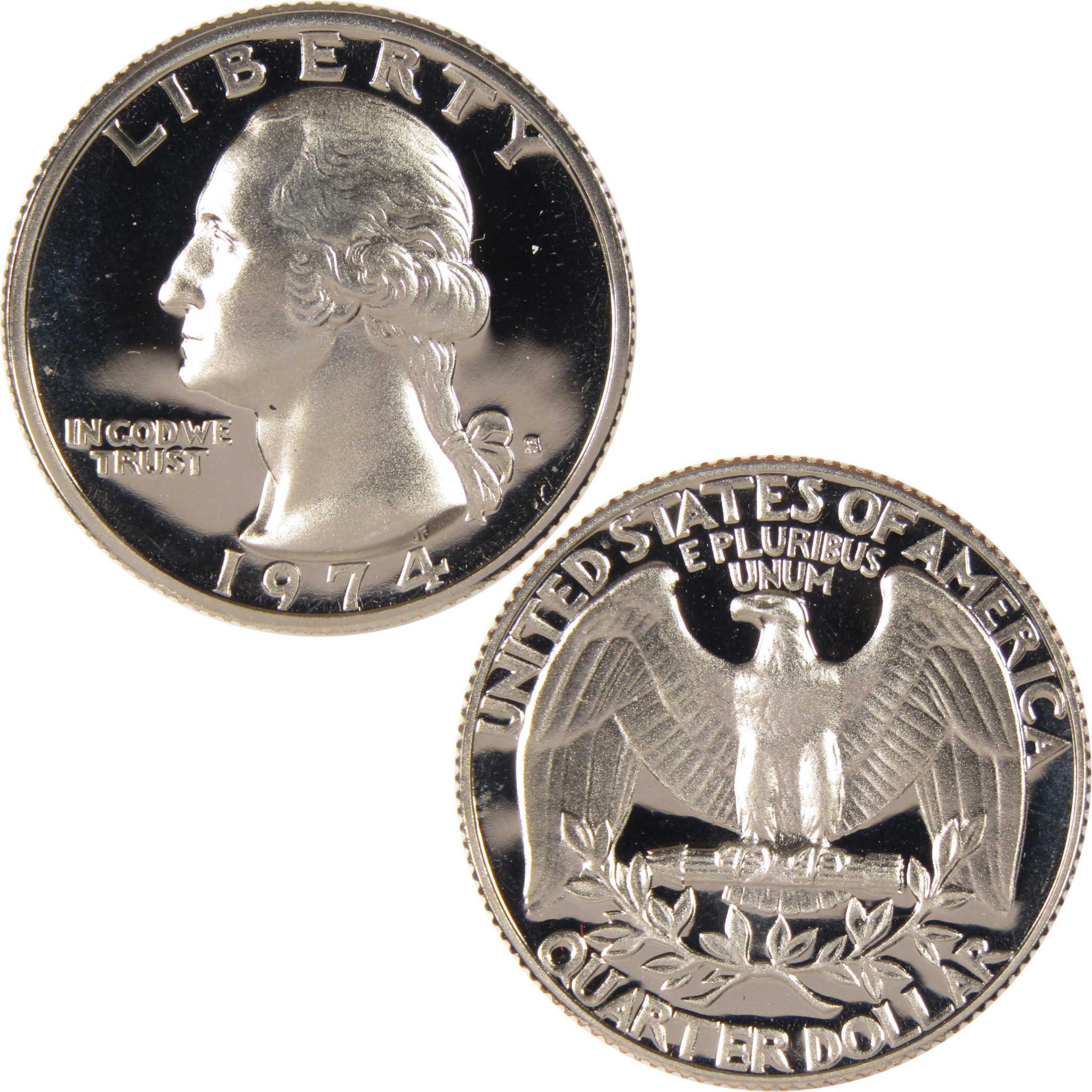 1974 US Washington quarter dollar coin obverse and reverse sides, collectible coin