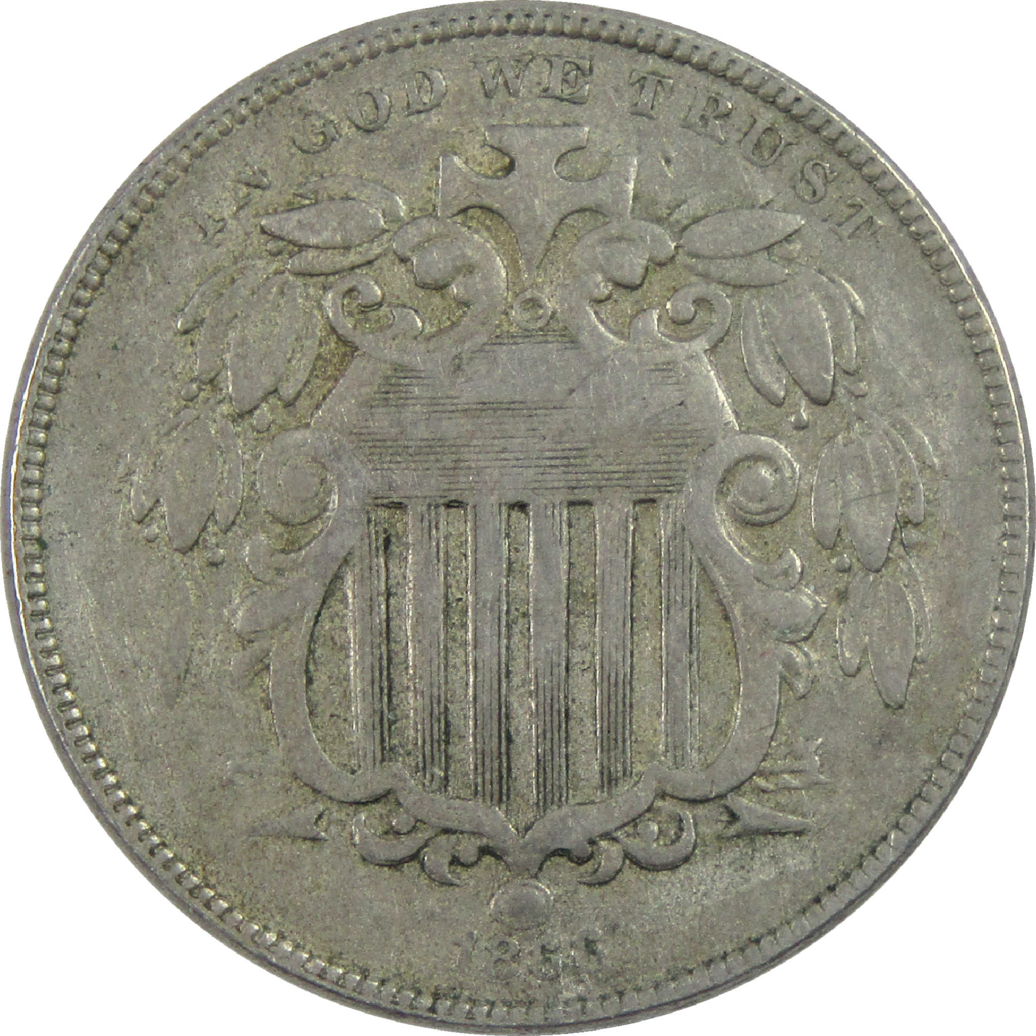 1866 Rays Shield Nickel F Fine 5c Coin SKU:I11822