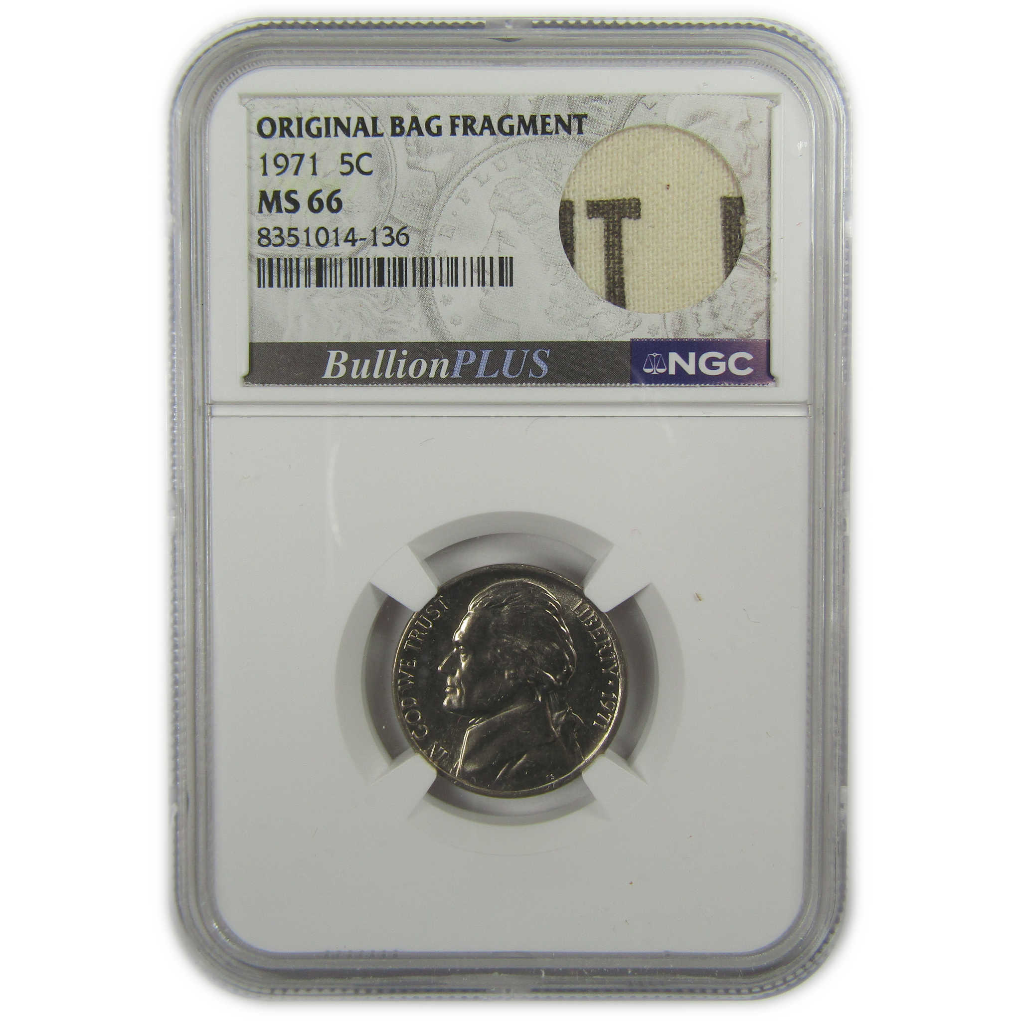 1971 Jefferson Nickel MS 66 NGC Original Bag Fragment SKU:I20336