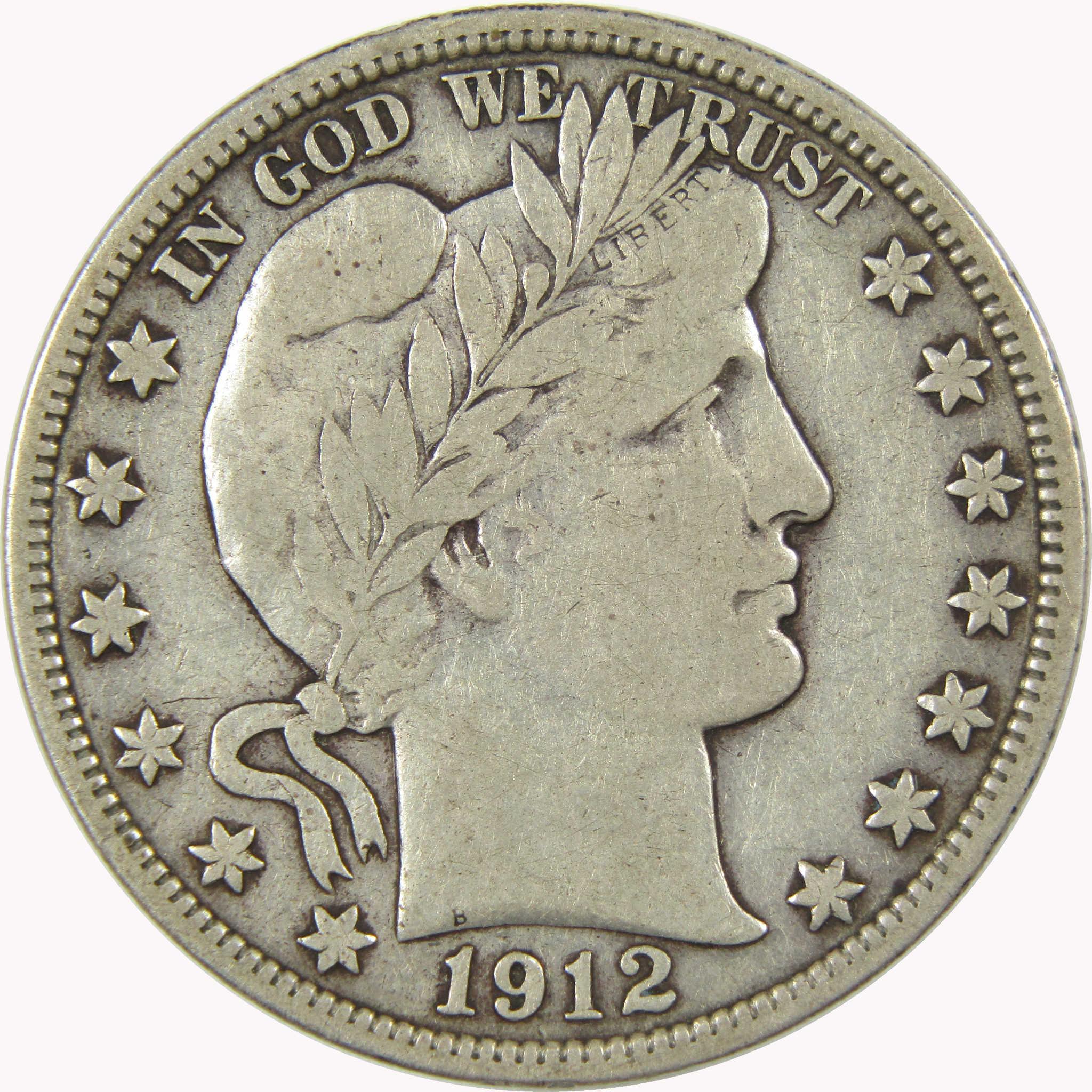 1912 S Barber Silver Half Dollar VF Very Fine 50c Coin Collectible