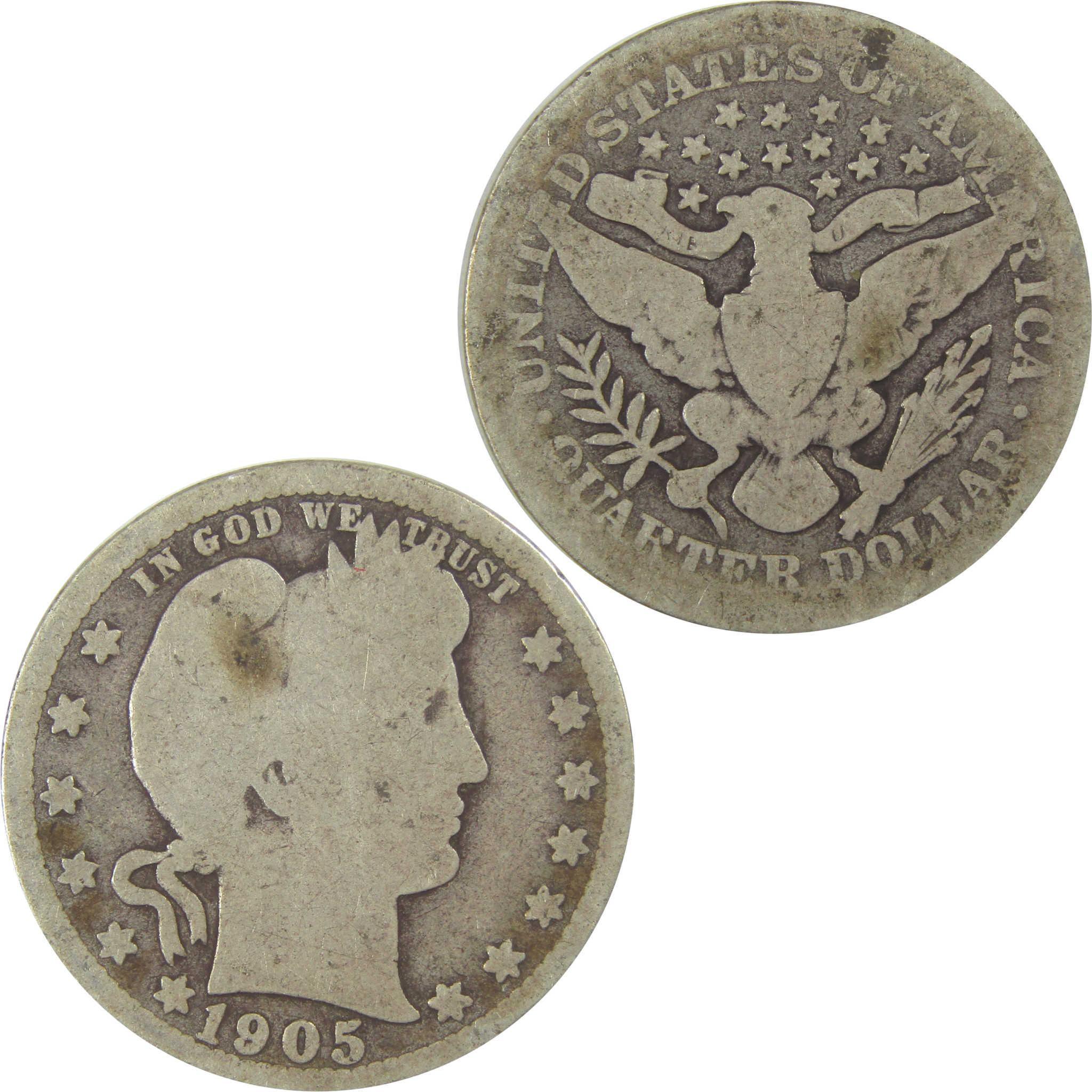 1905 Barber Quarter AG About Good Silver 25c Coin SKU:I21798