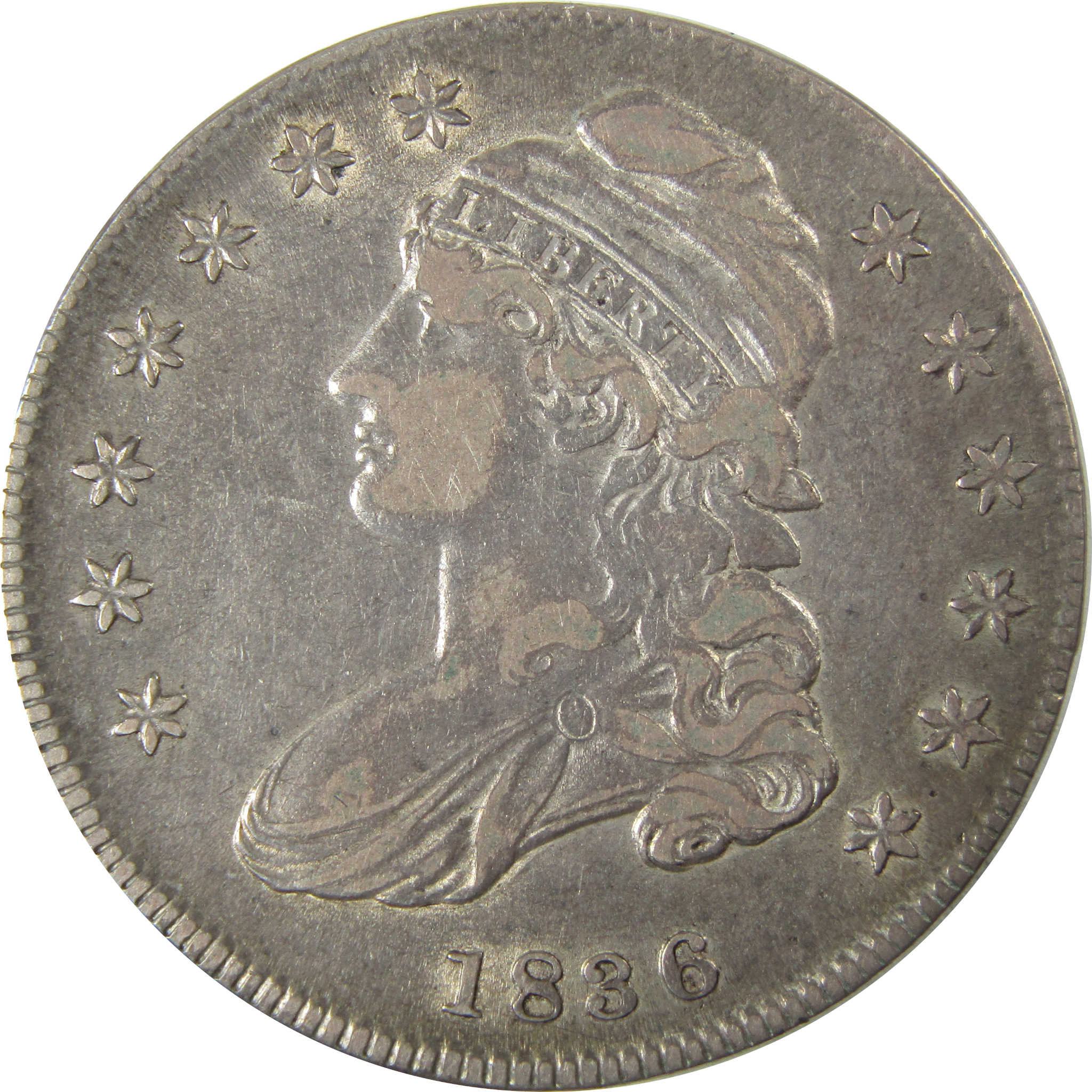1836 Lettered Edge Capped Bust Silver Half Dollar XF EF SKU:I26416