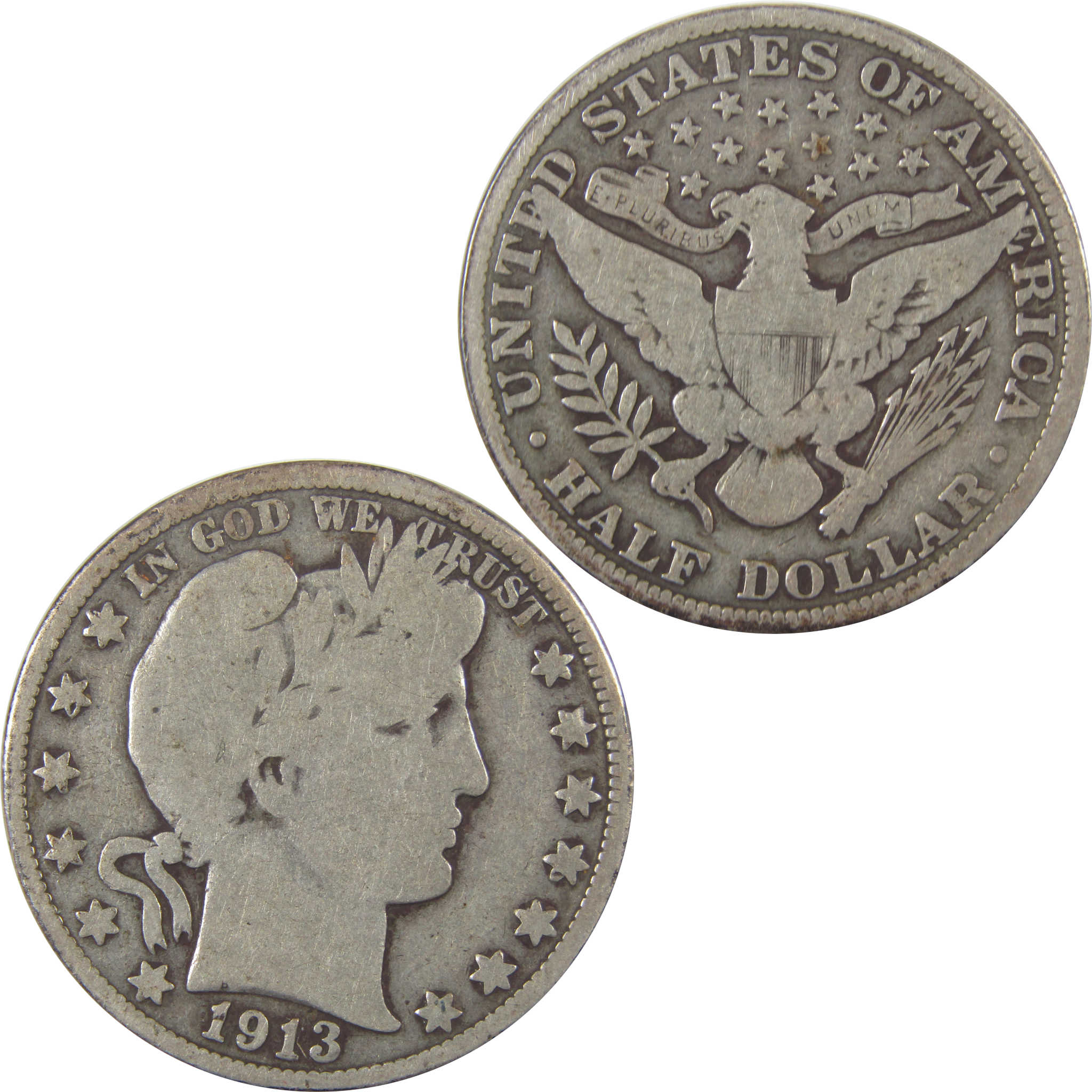 1913 Barber Half Dollar G Good Silver 50c Coin SKU:I18430