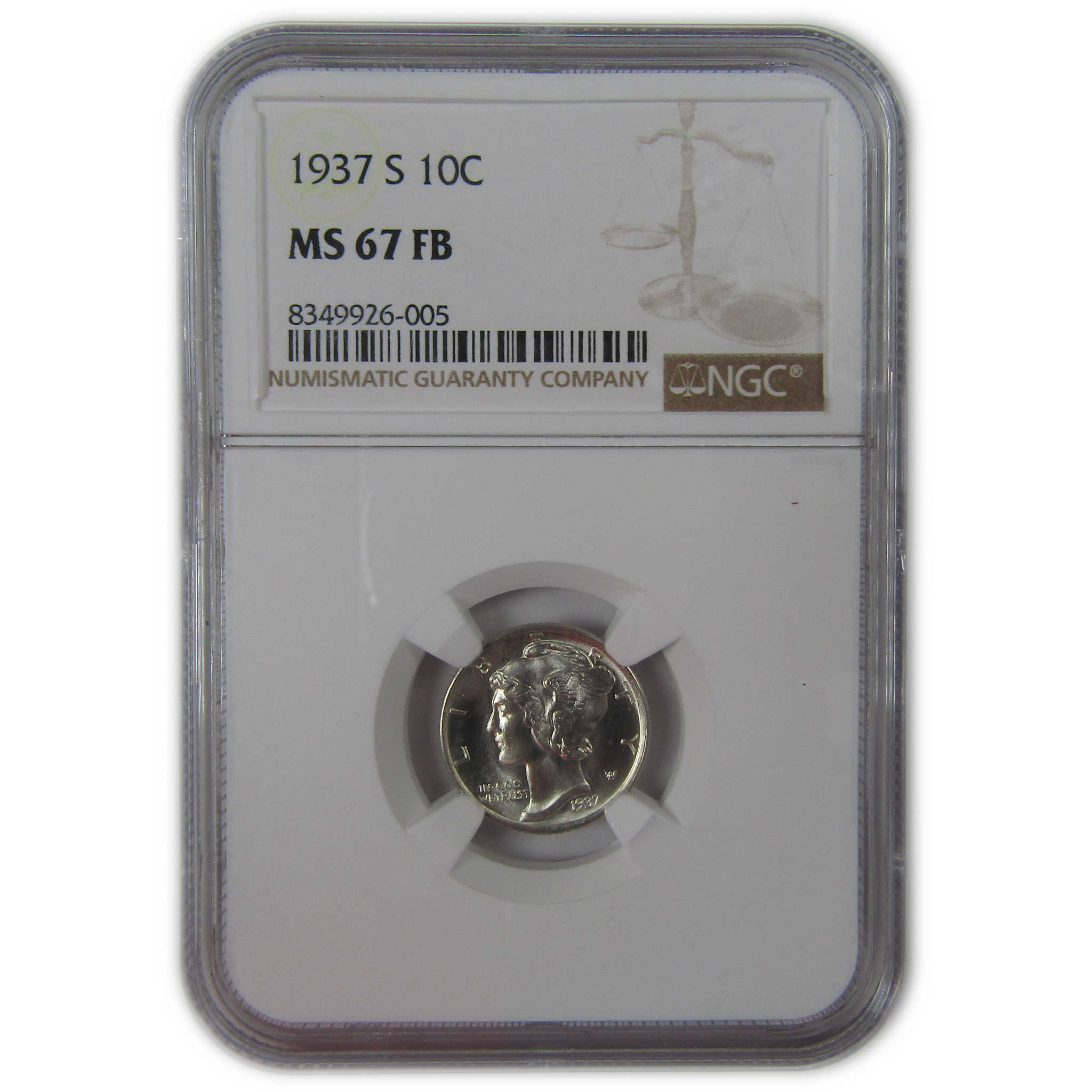 1937 S Mercury Dime MS 67 FB NGC Silver Uncirculated SKU:I23209