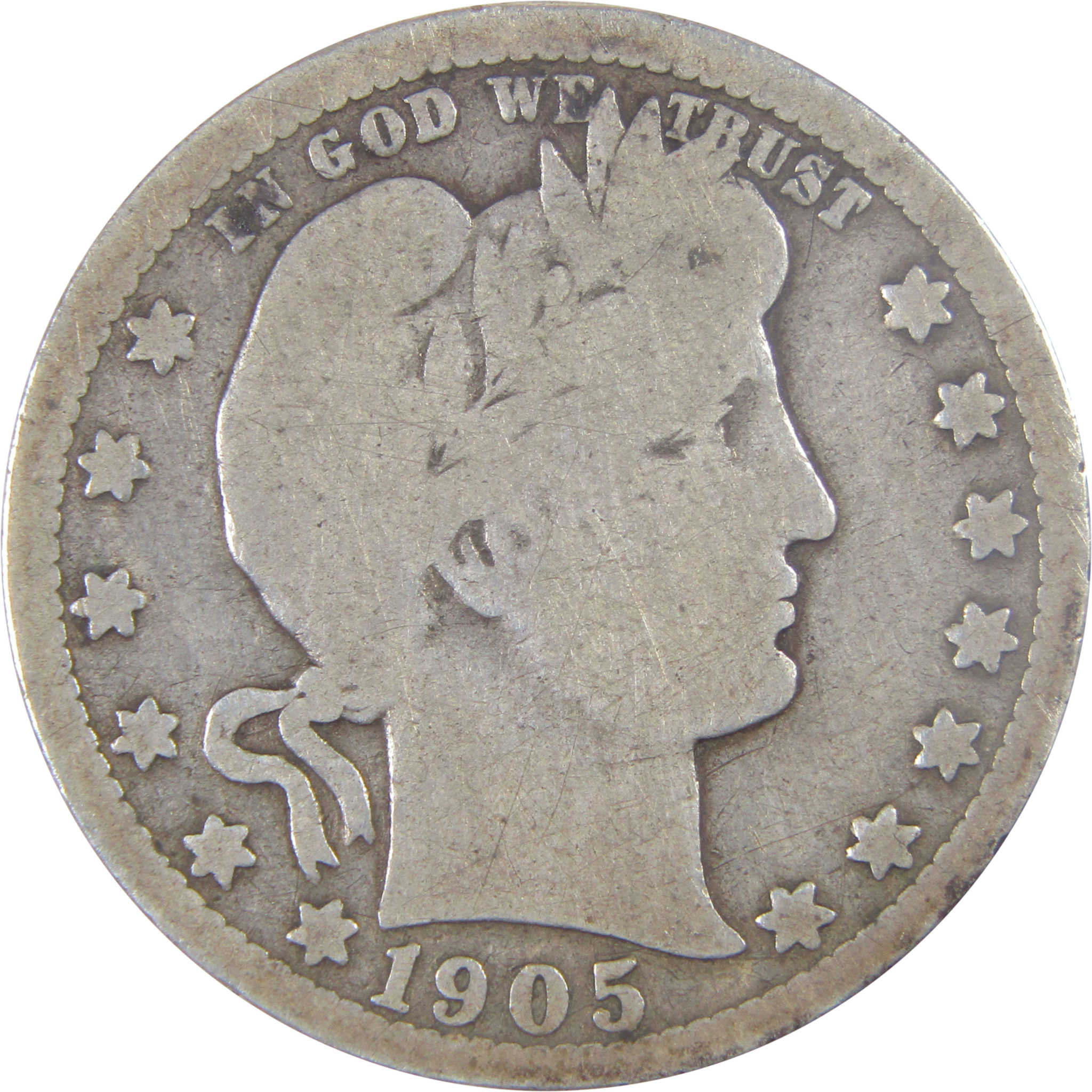 1905 O Barber Quarter G Good Silver 25c Coin SKU:I17058
