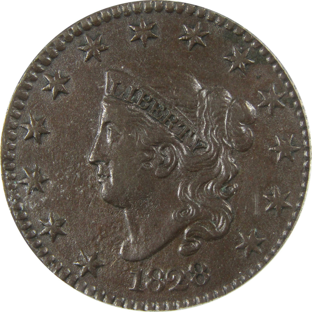 1828 Large Date Coronet Head Large Cent EF 40 Details ANACS SKU:CP625