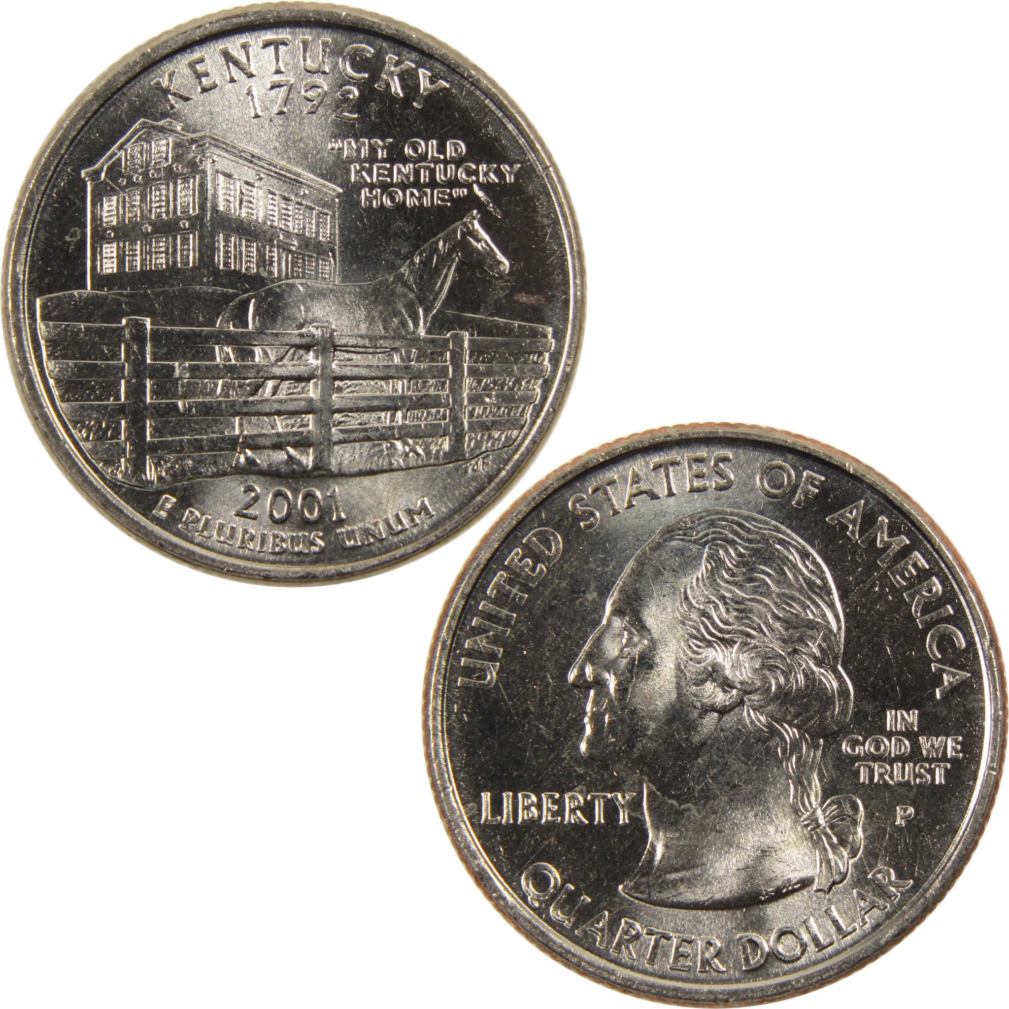 2001 P Kentucky State Quarter BU Uncirculated Clad 25c Coin