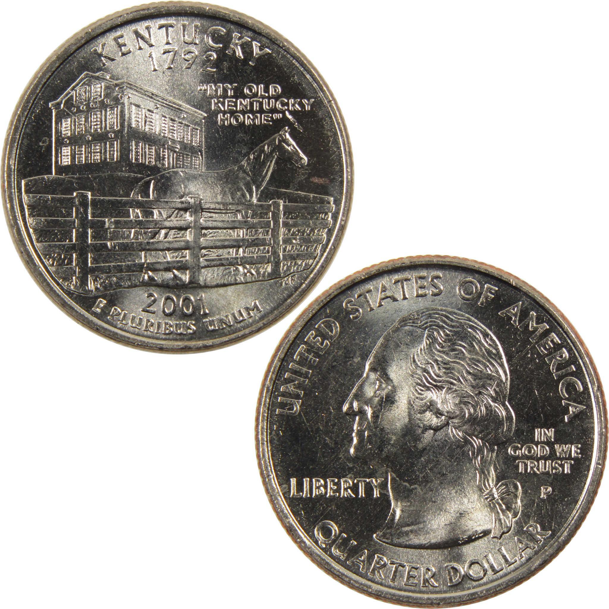 2001 P Kentucky State Quarter BU Uncirculated Clad 25c Coin