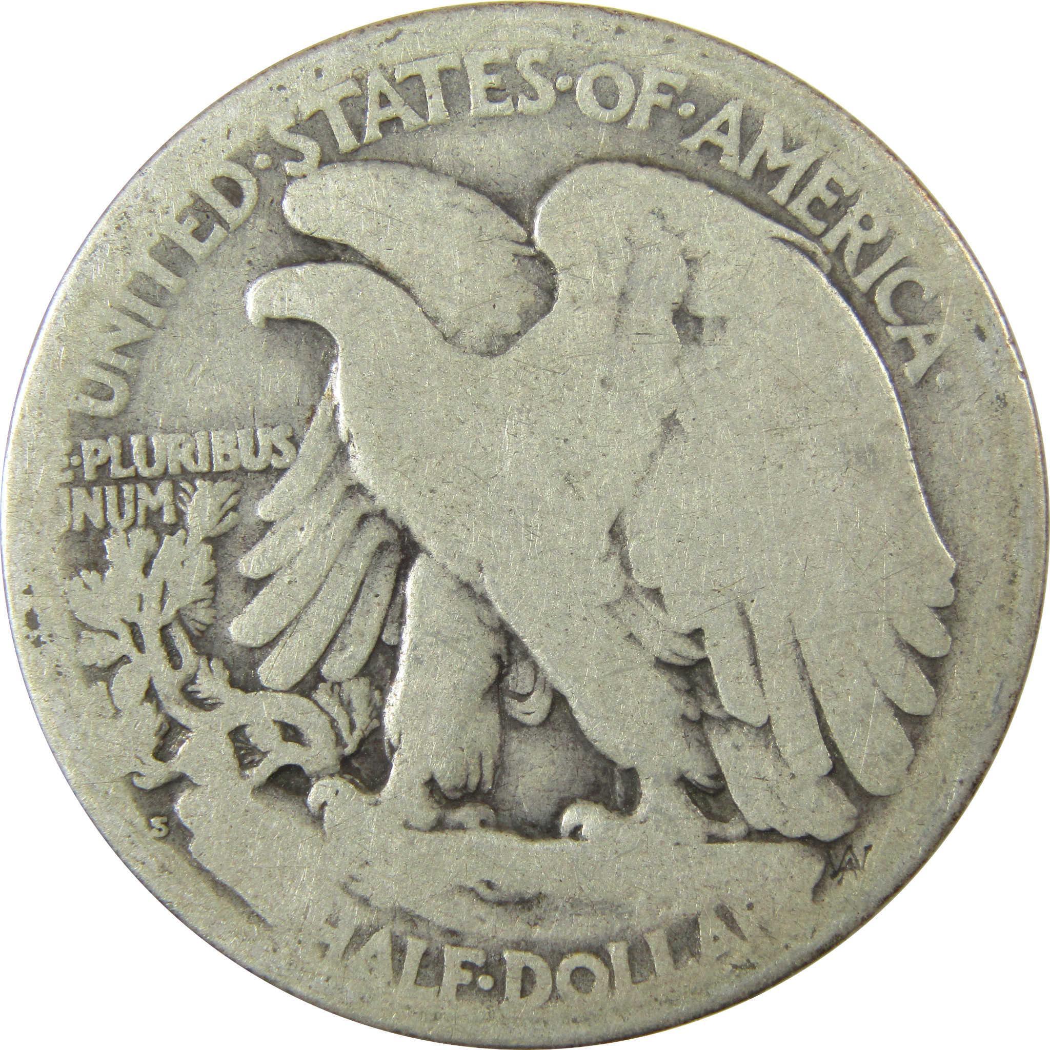 1921 S Liberty Walking Silver Half Dollar AG About Good SKU:CP1430