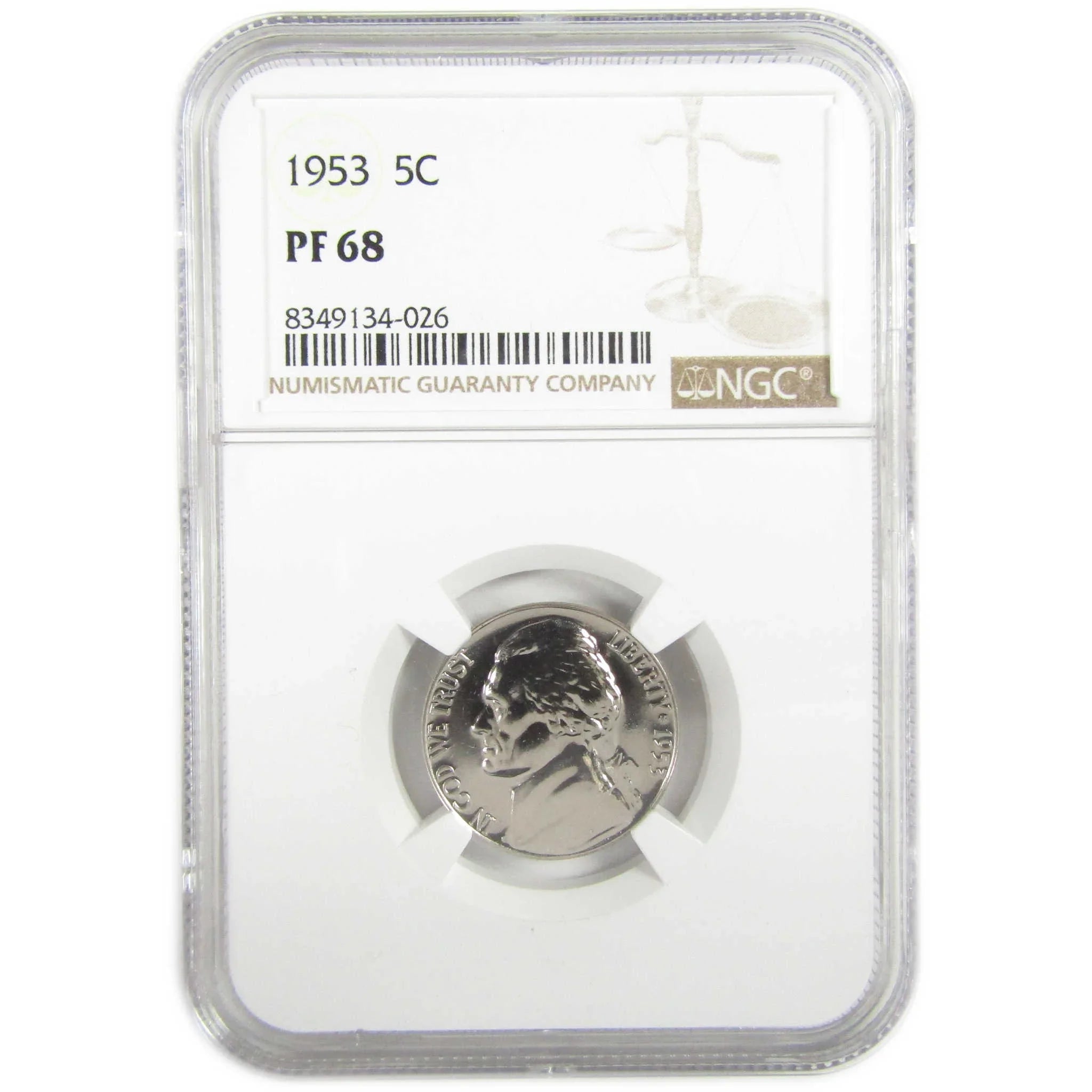 1953 Jefferson Nickel PF 68 NGC Proof 5c Coin Collectible SKU:I27362