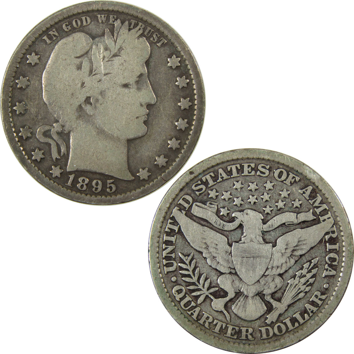 1895 Barber Silver Quarter VG Very Good 25c Coin SKU:I28540