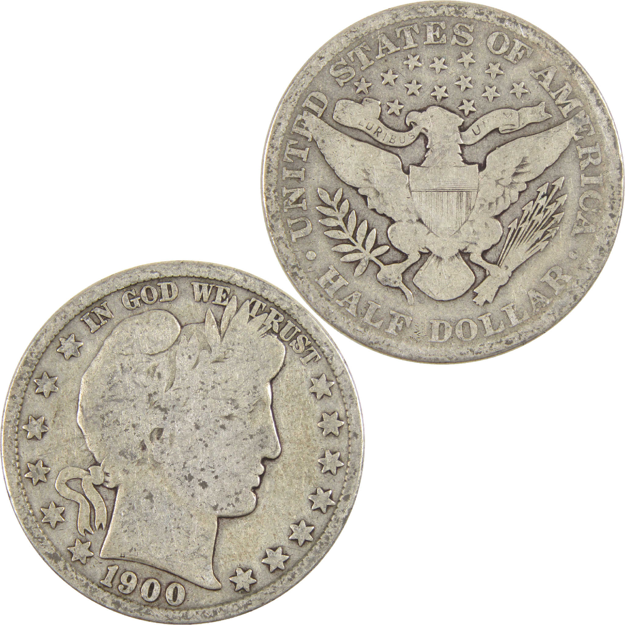 1900 Barber Half Dollar Circulated Silver 50c Coin Collectible