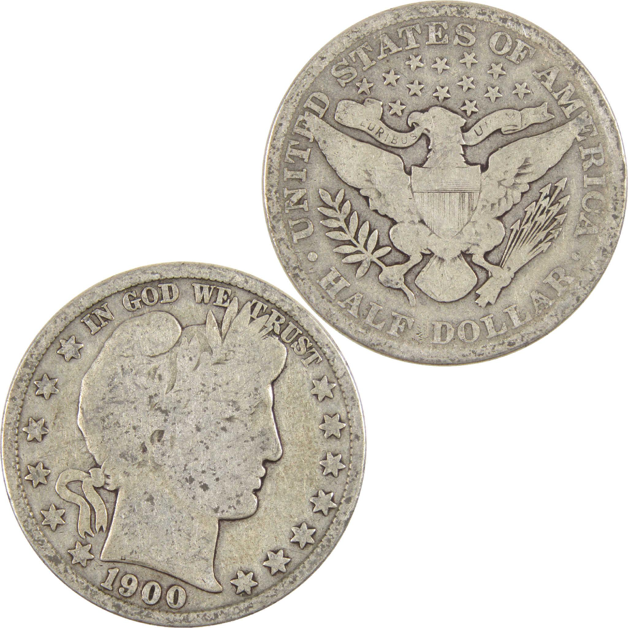 1900 Barber Half Dollar Circulated Silver 50c Coin Collectible