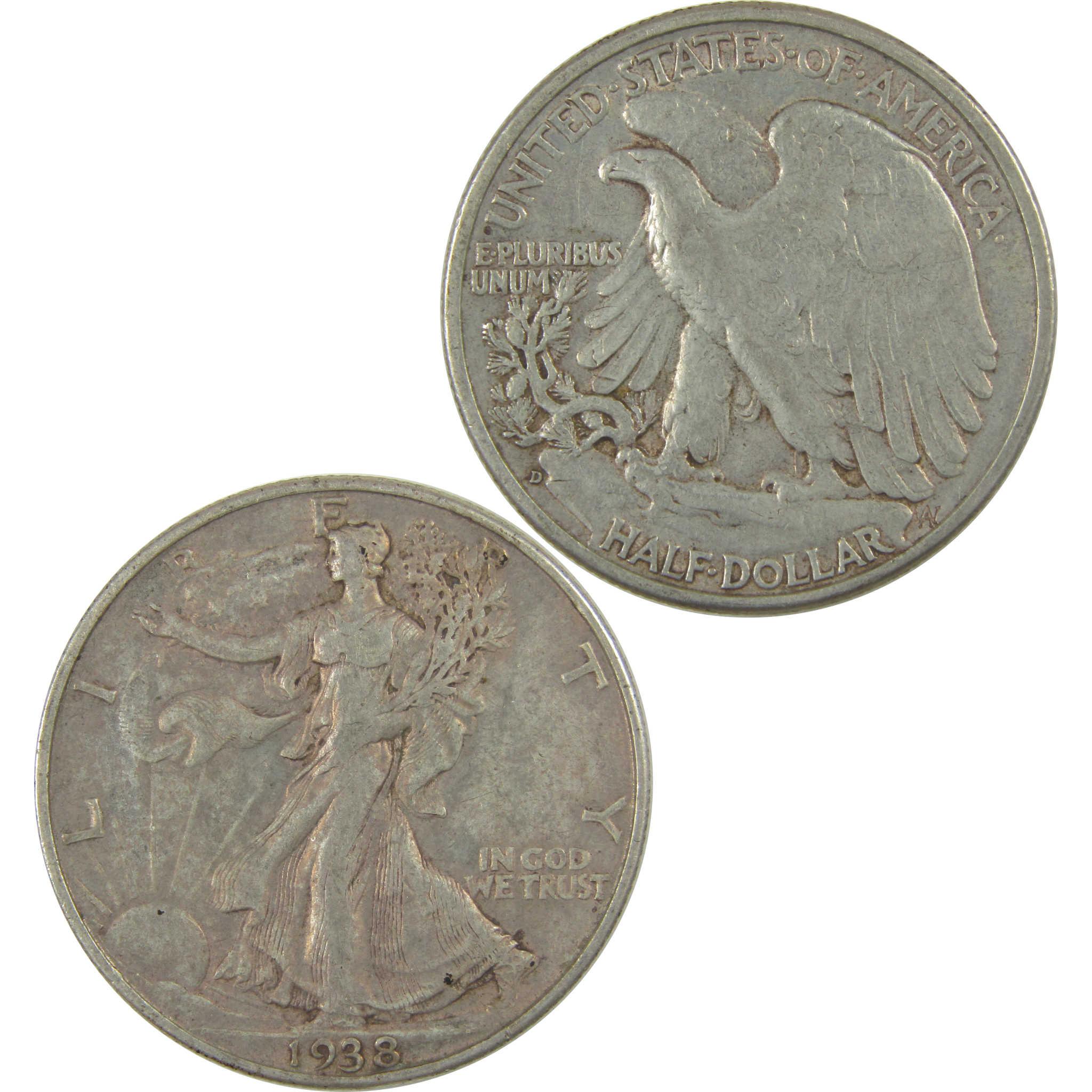 1938 D Liberty Walking Half Dollar XF EF Extremely Fine SKU:CPC0720