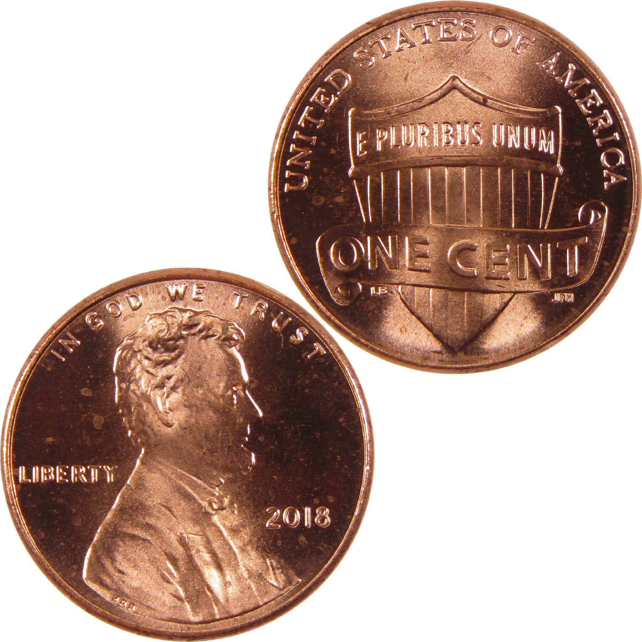 2018 Lincoln one cent coin obverse and reverse, collectible US penny