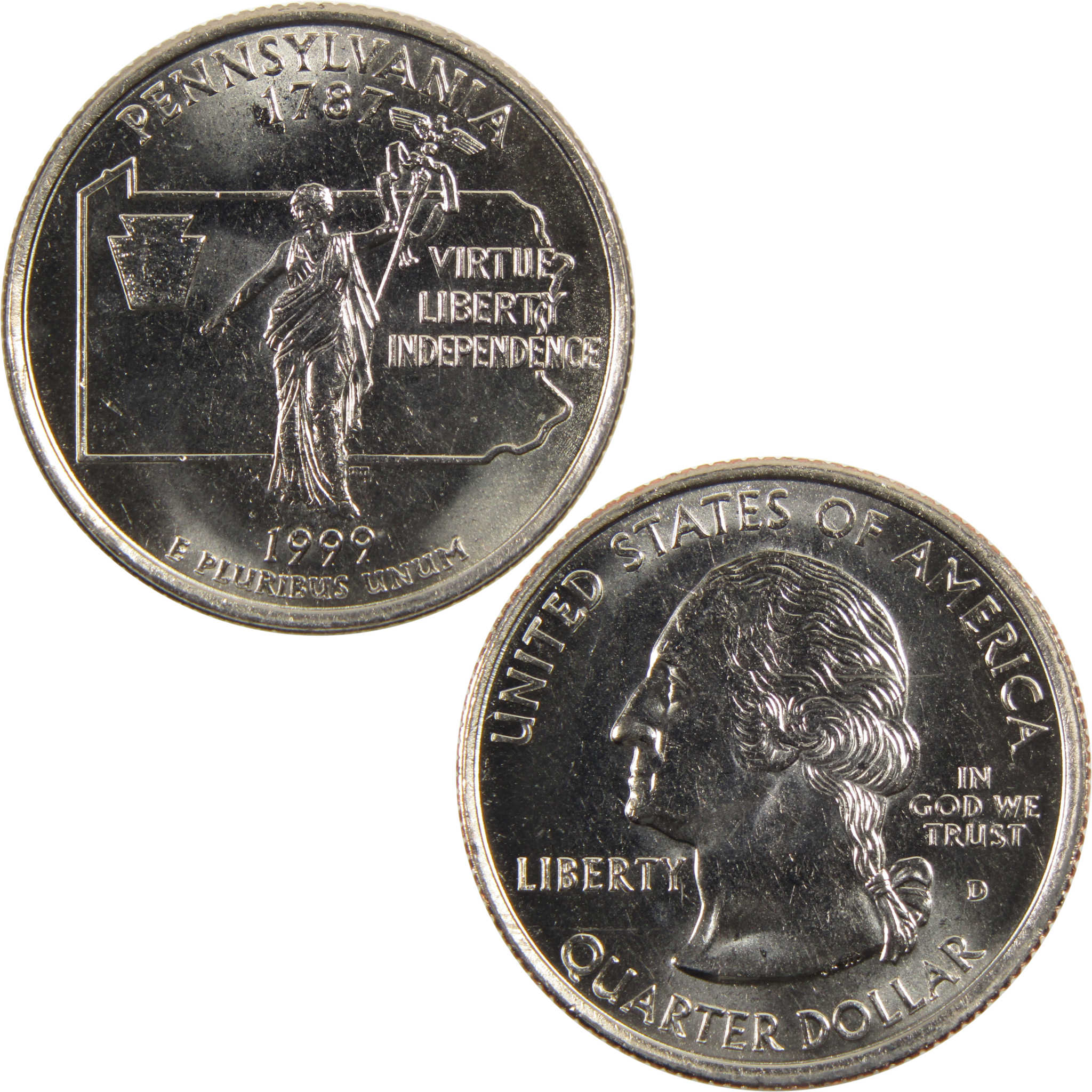 1999 D Pennsylvania State Quarter BU Uncirculated Clad 25c Coin