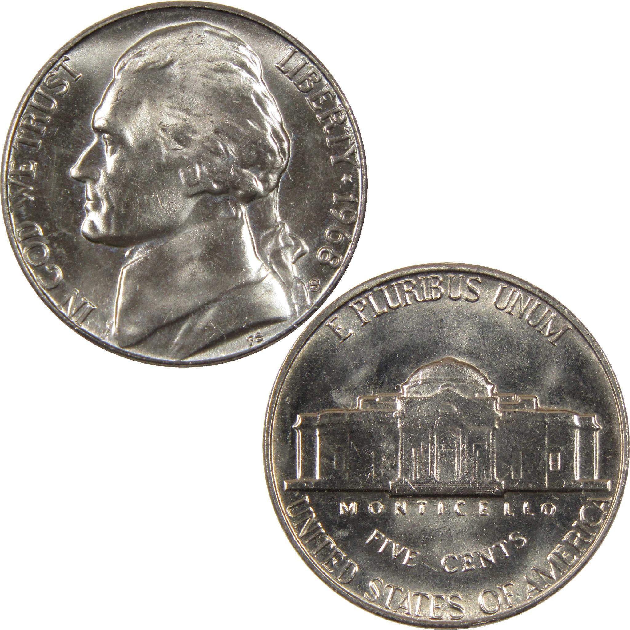 1968 Jefferson nickel collectible US coin front and back with Monticello design