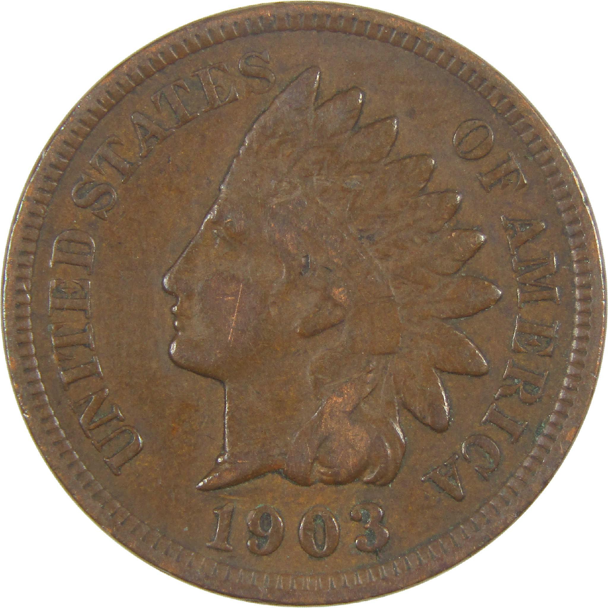 1903 Indian Head Cent F Fine Penny 1c Coin