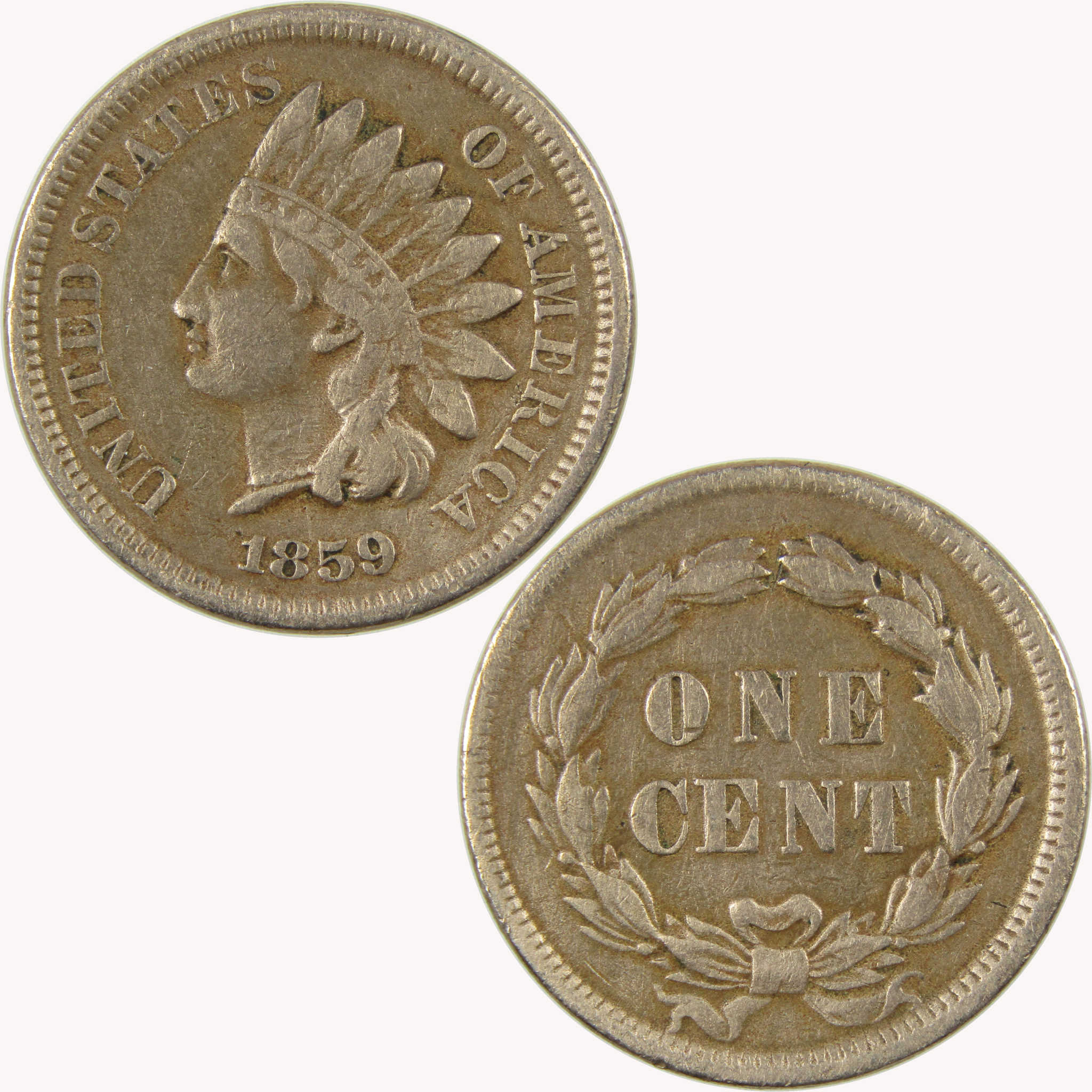 1859 Indian Head Cent VF Very Fine Details Penny 1c Coin SKU:CP1075