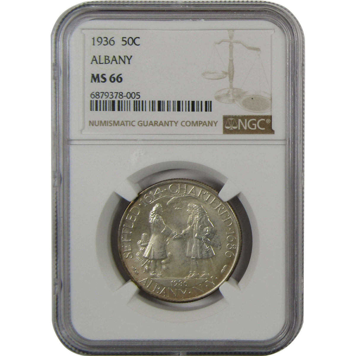 1936 Albany New York Charter Commemorative Silver 50c MS 66 NGC