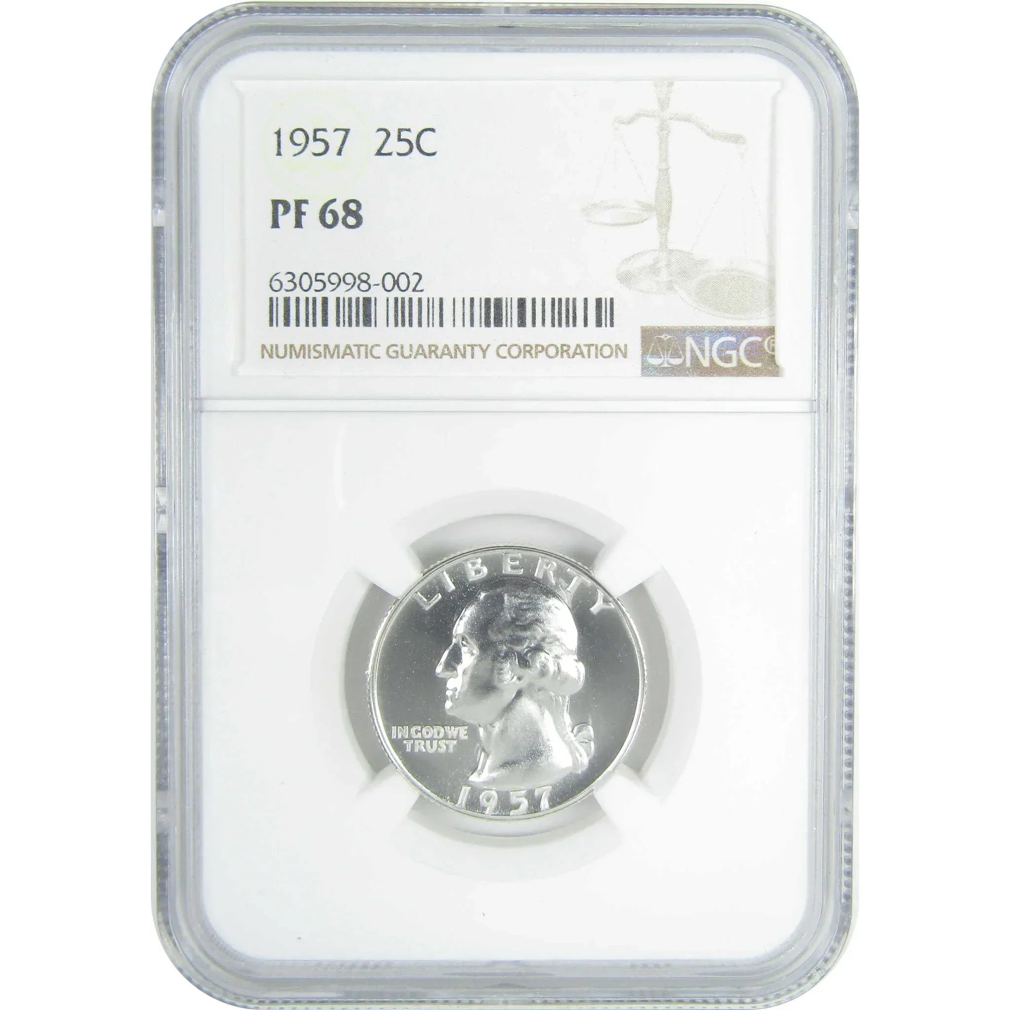 1957 Washington Quarter PF 68 NGC Silver Proof 25c Coin SKU:CPC9624