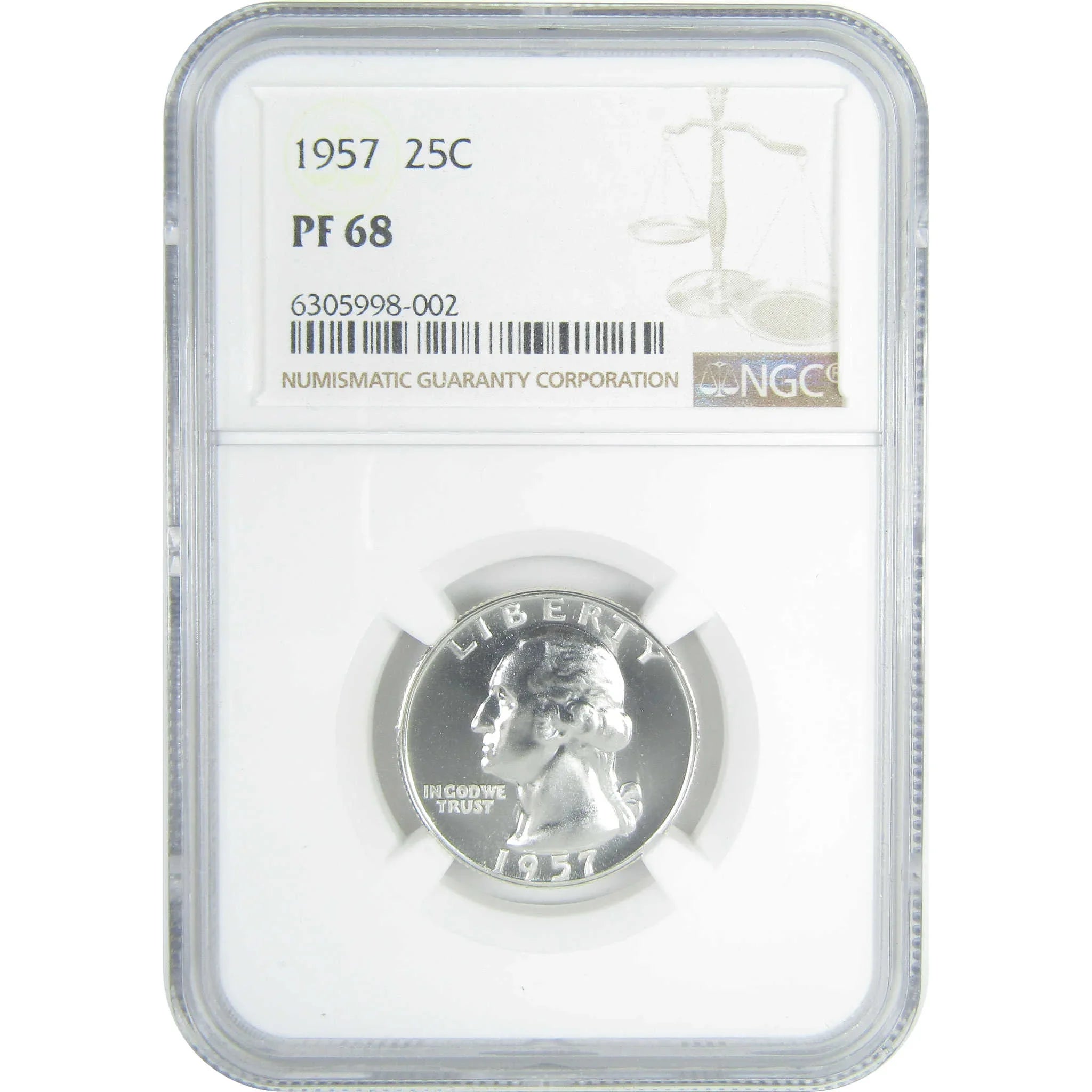 1957 Washington Quarter PF 68 NGC Silver Proof 25c Coin SKU:CPC9624