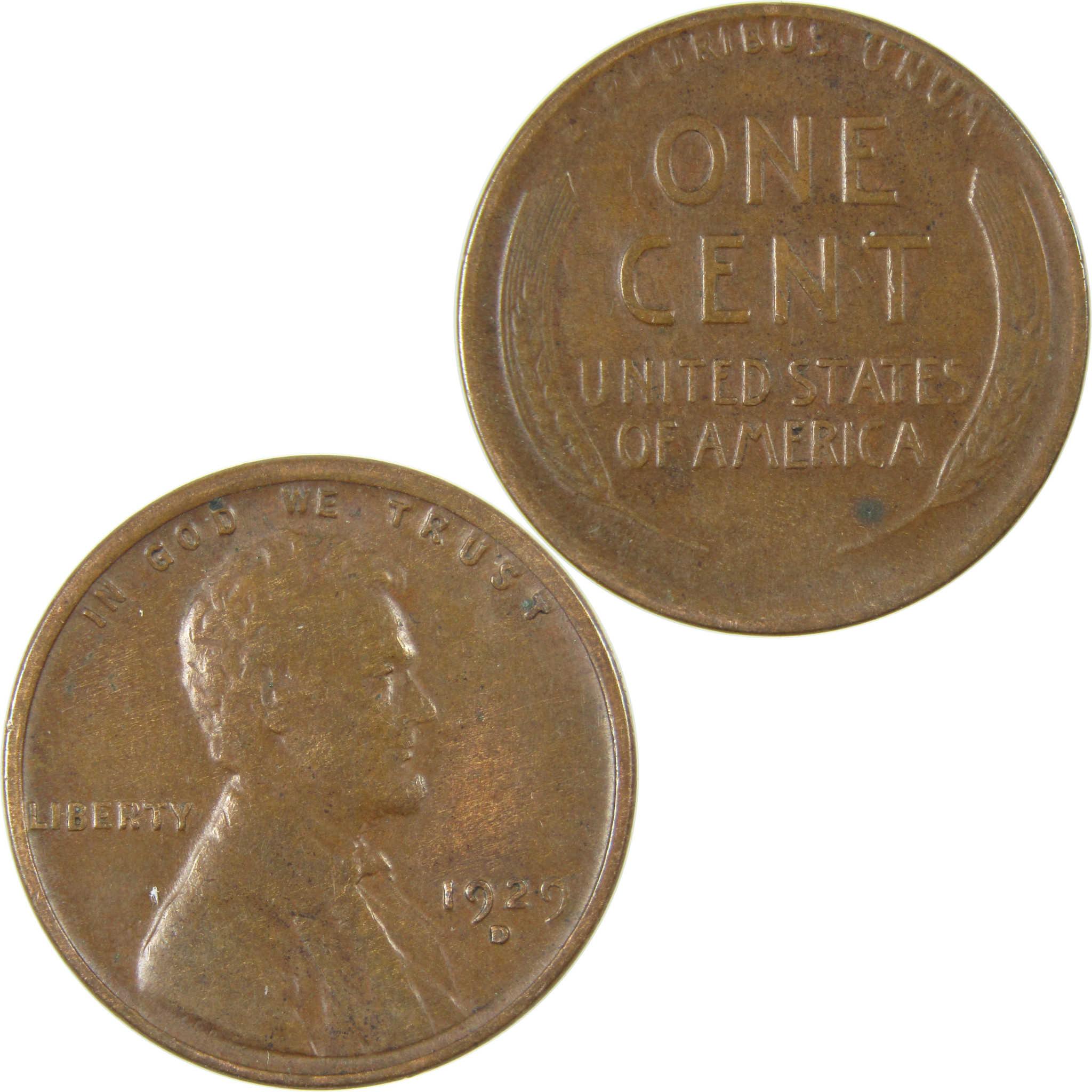 1929 D Lincoln Wheat Cent VF Very Fine Penny 1c Coin SKU:I27271