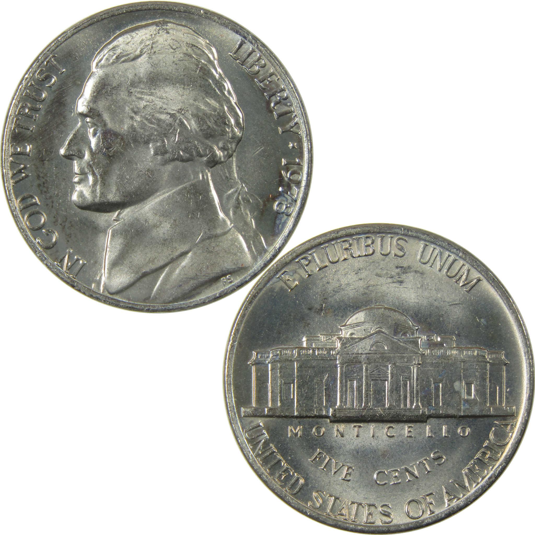 1978 Jefferson Nickel Uncirculated Mint State 5c Coin Collectible