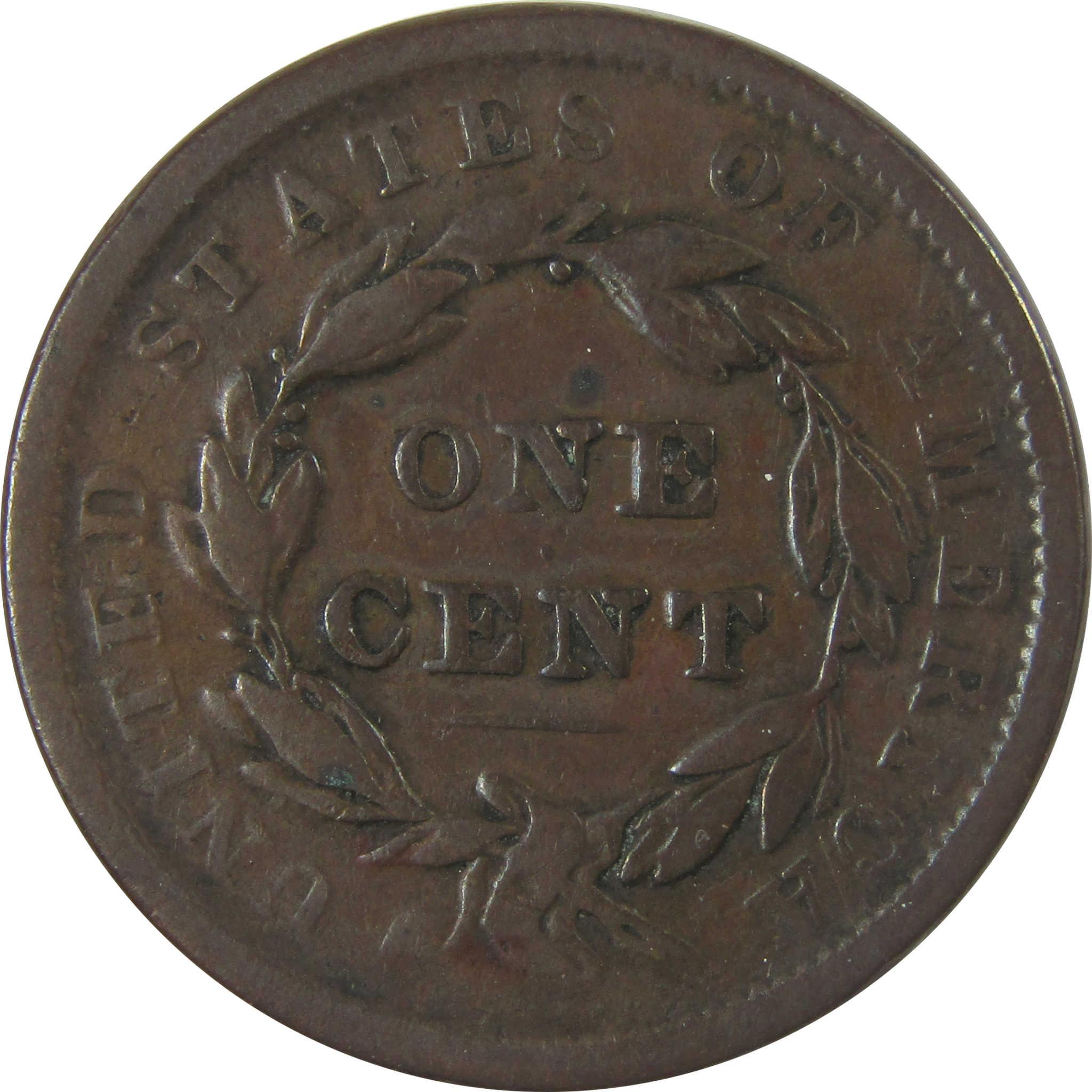 1838 Coronet Head Copper Large Cent VG Penny 1c Coin SKU:I25309