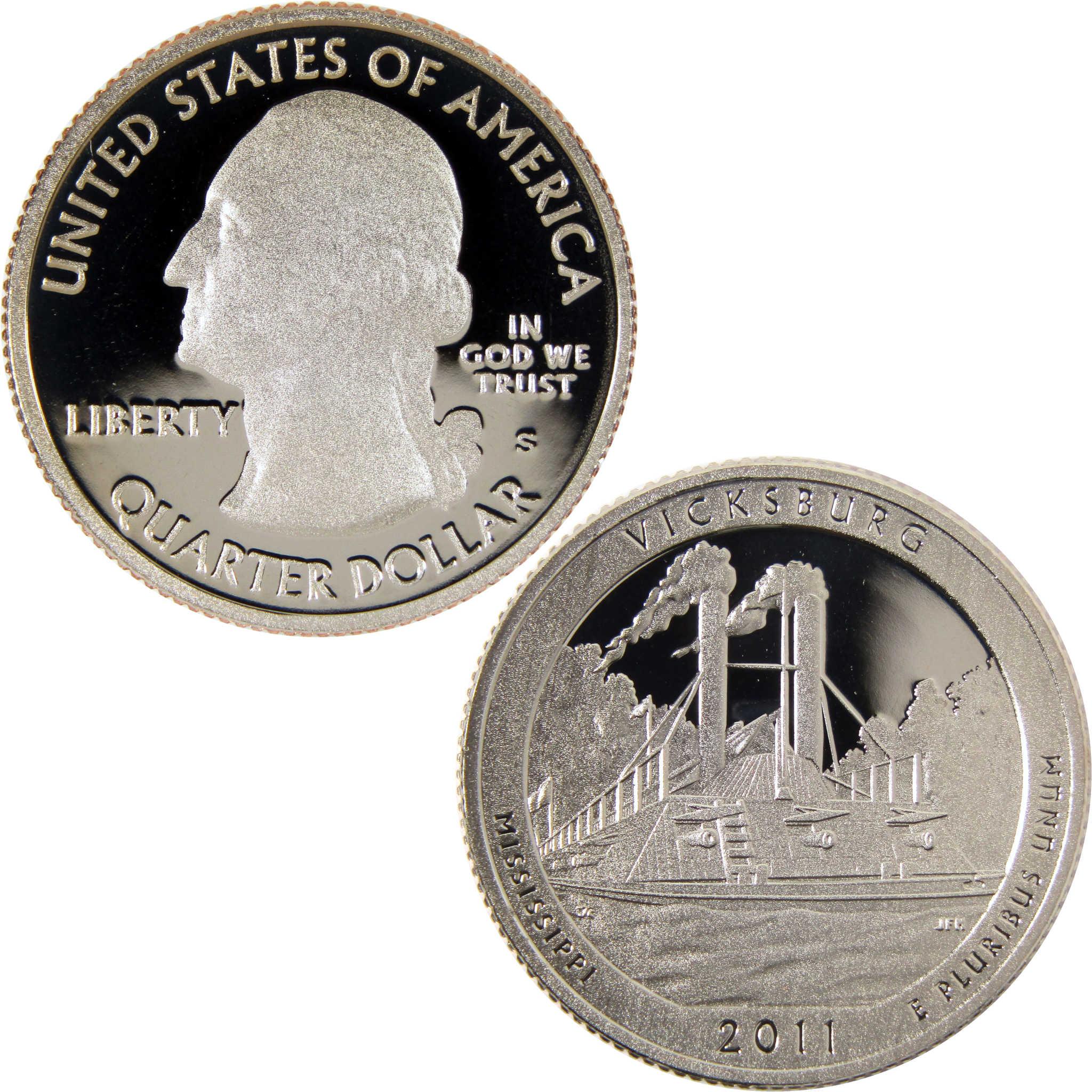 2011 Vicksburg Mississippi commemorative quarter dollar featuring Washington and steamboat